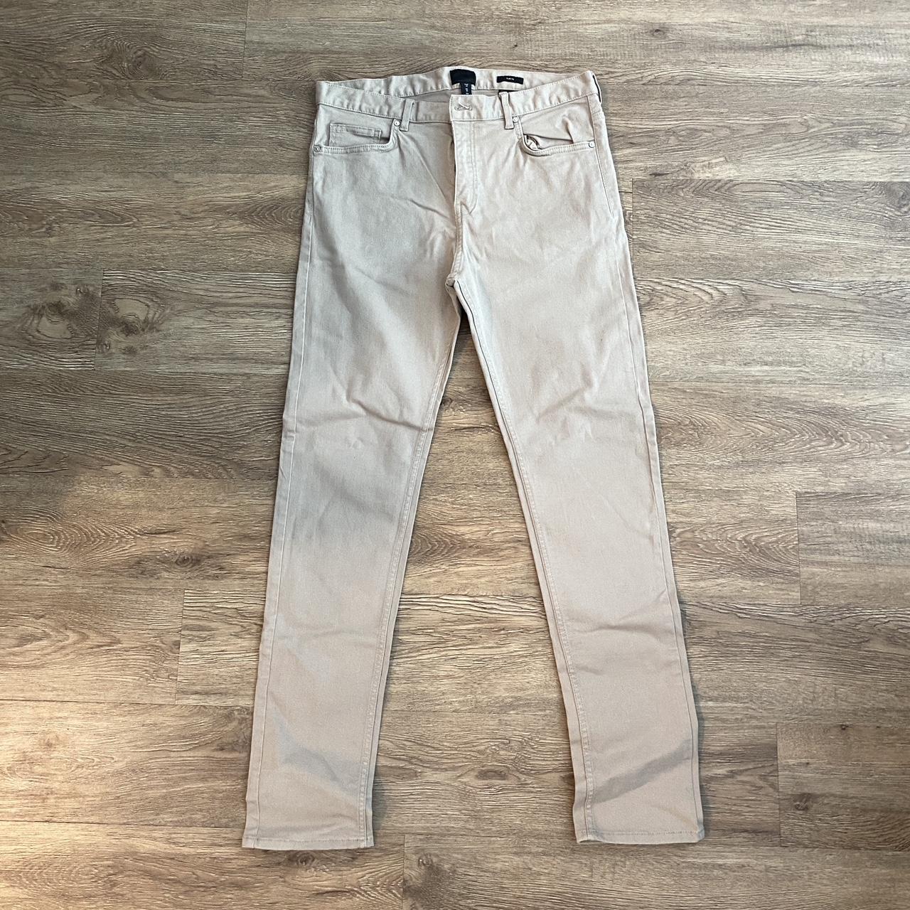 H&M Men's Tan and Cream Trousers | Depop