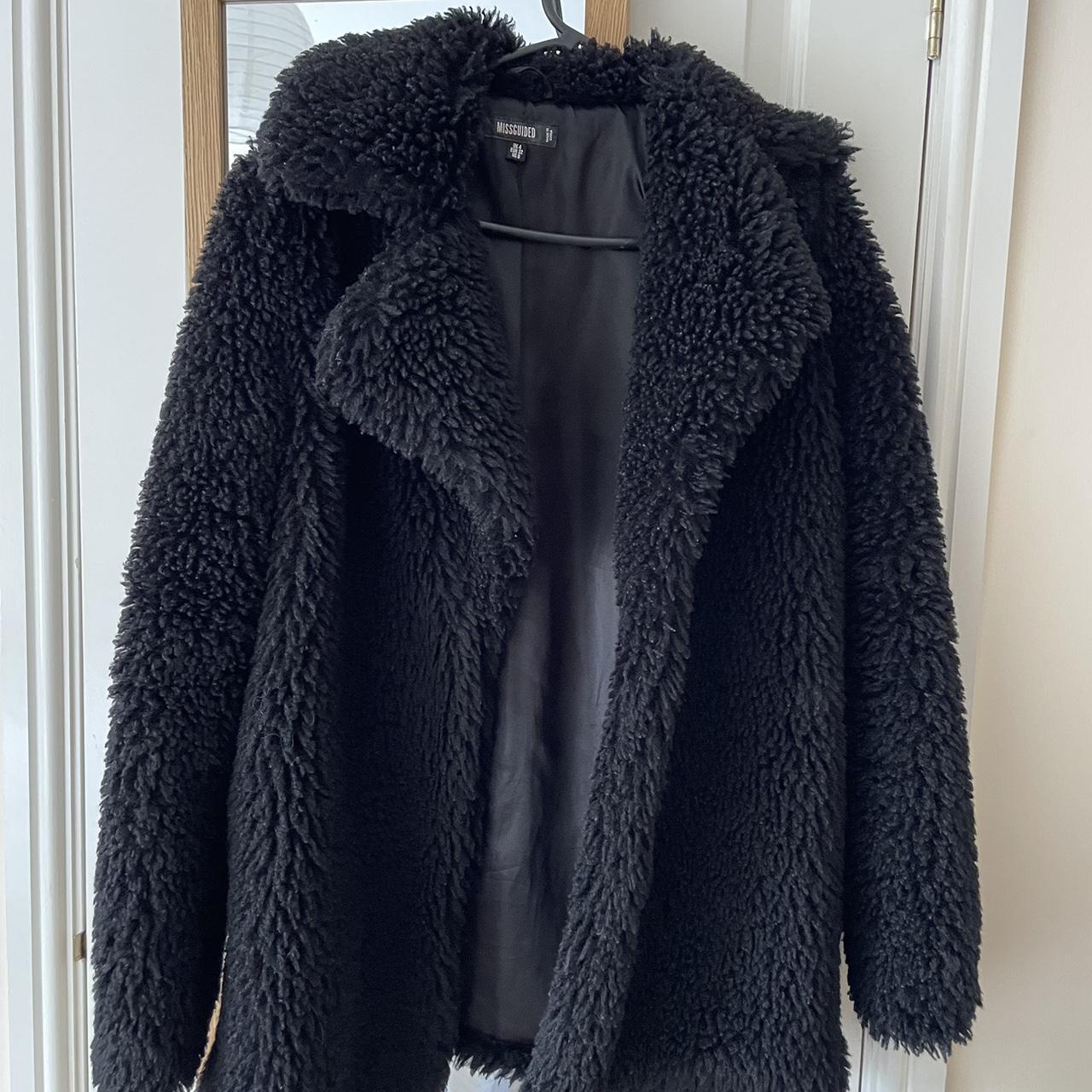 Missguided black teddy coat hotsell