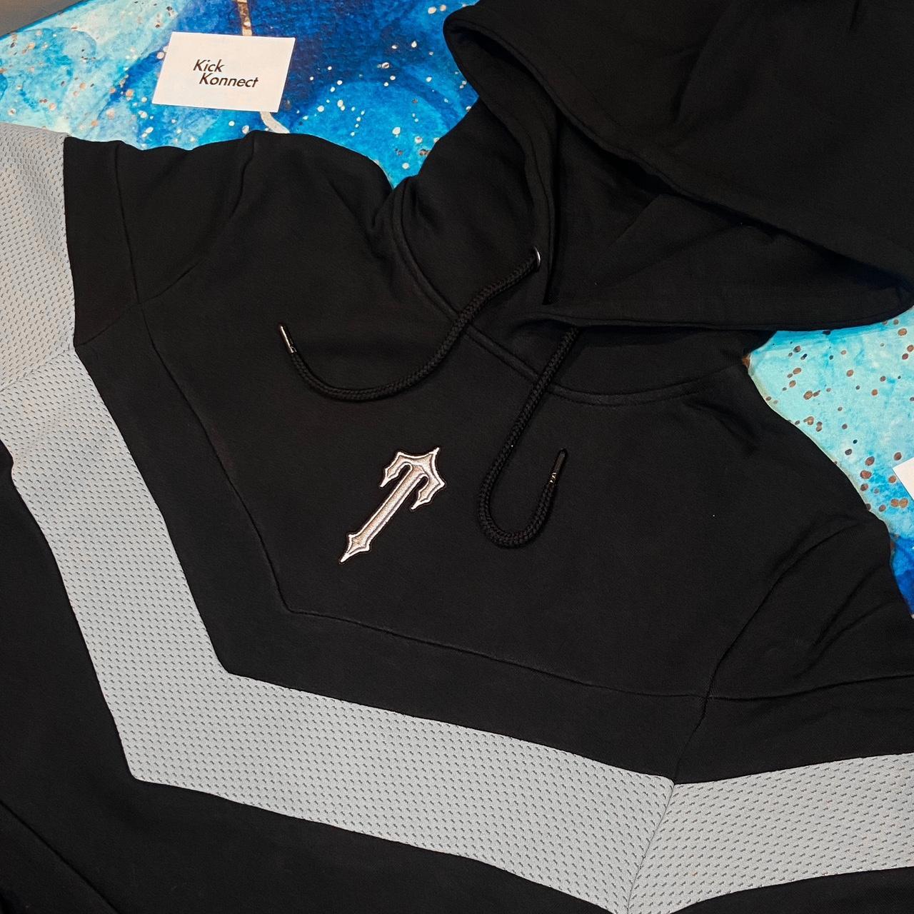 TRAPSTAR V STRIPE HOODED TRACKSUIT BLACK / GREY... Depop