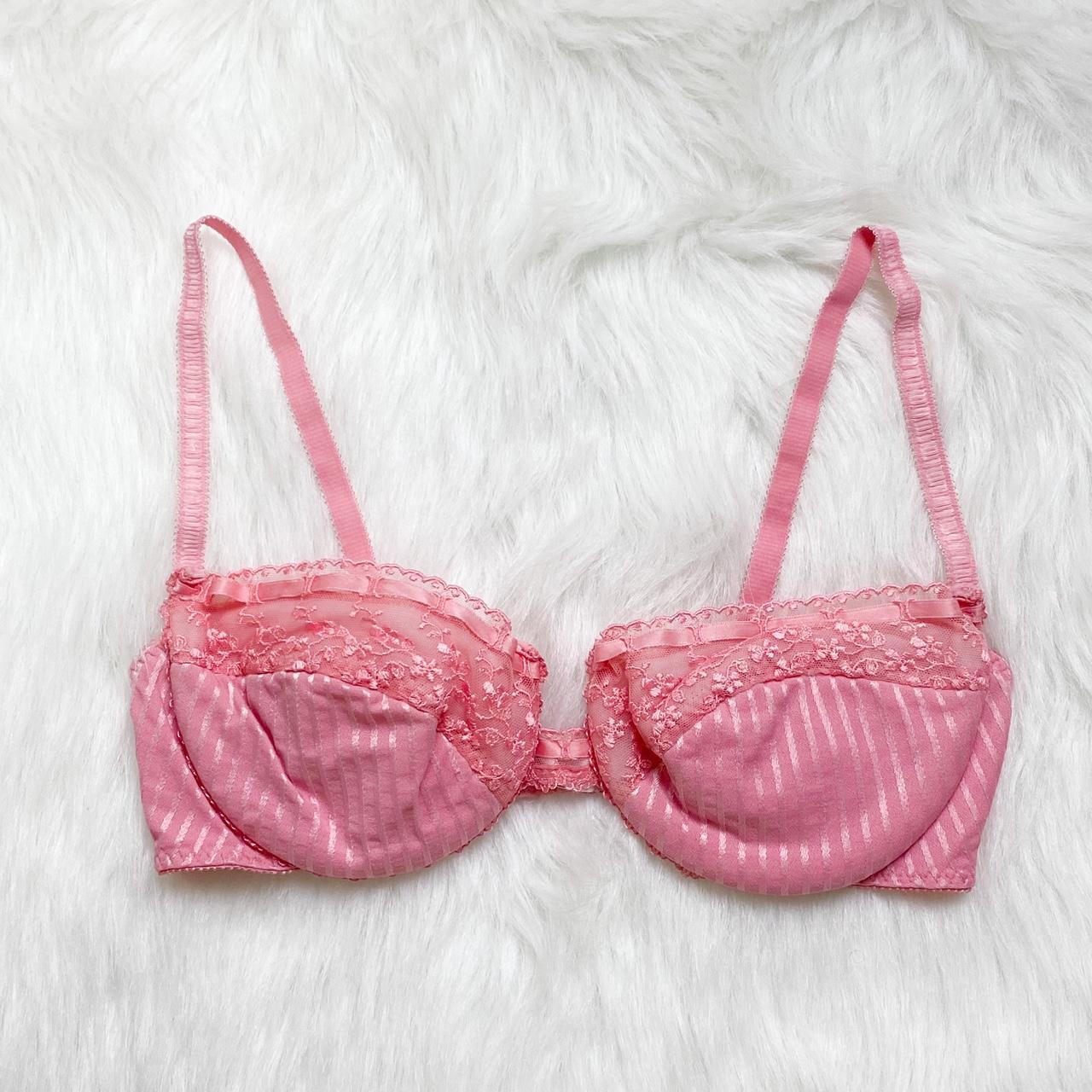 Vintage Valentino bra in a pink color with lace... - Depop