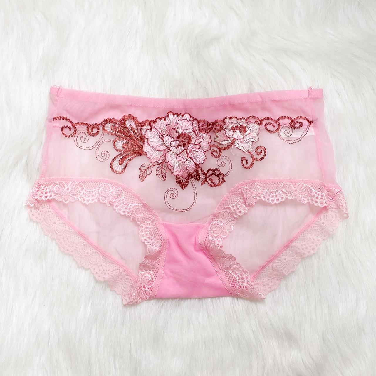 Pink sheer lace panty, Vintage looking lace undies...