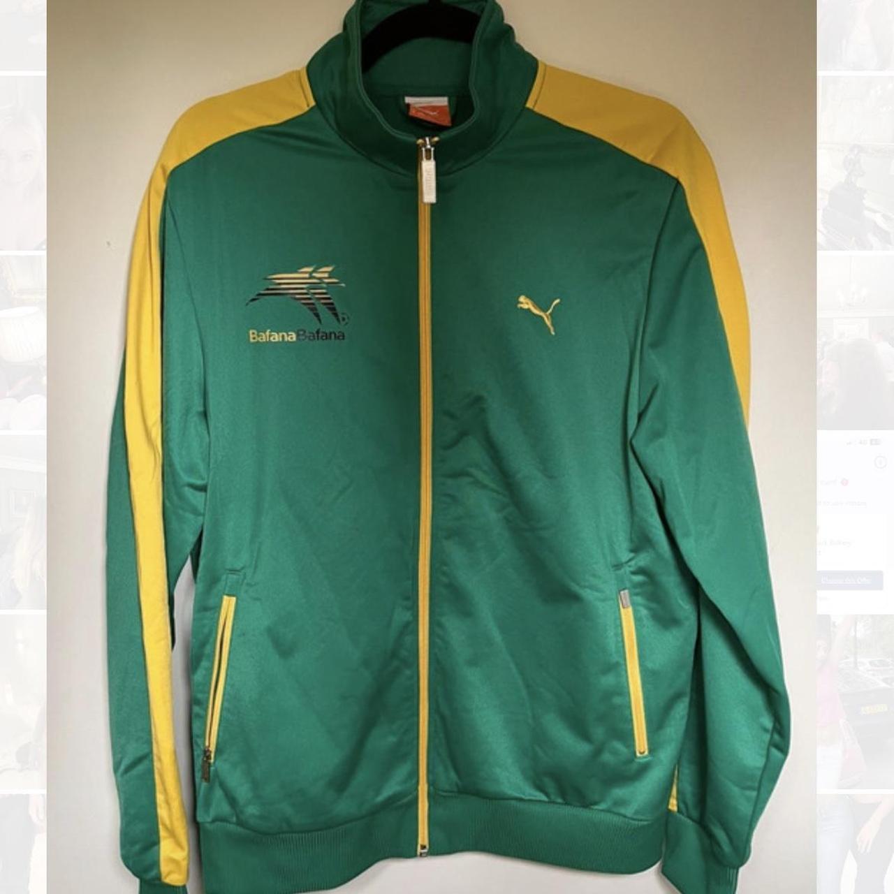 Puma green and yellow track zip up jacket Brazil /... - Depop