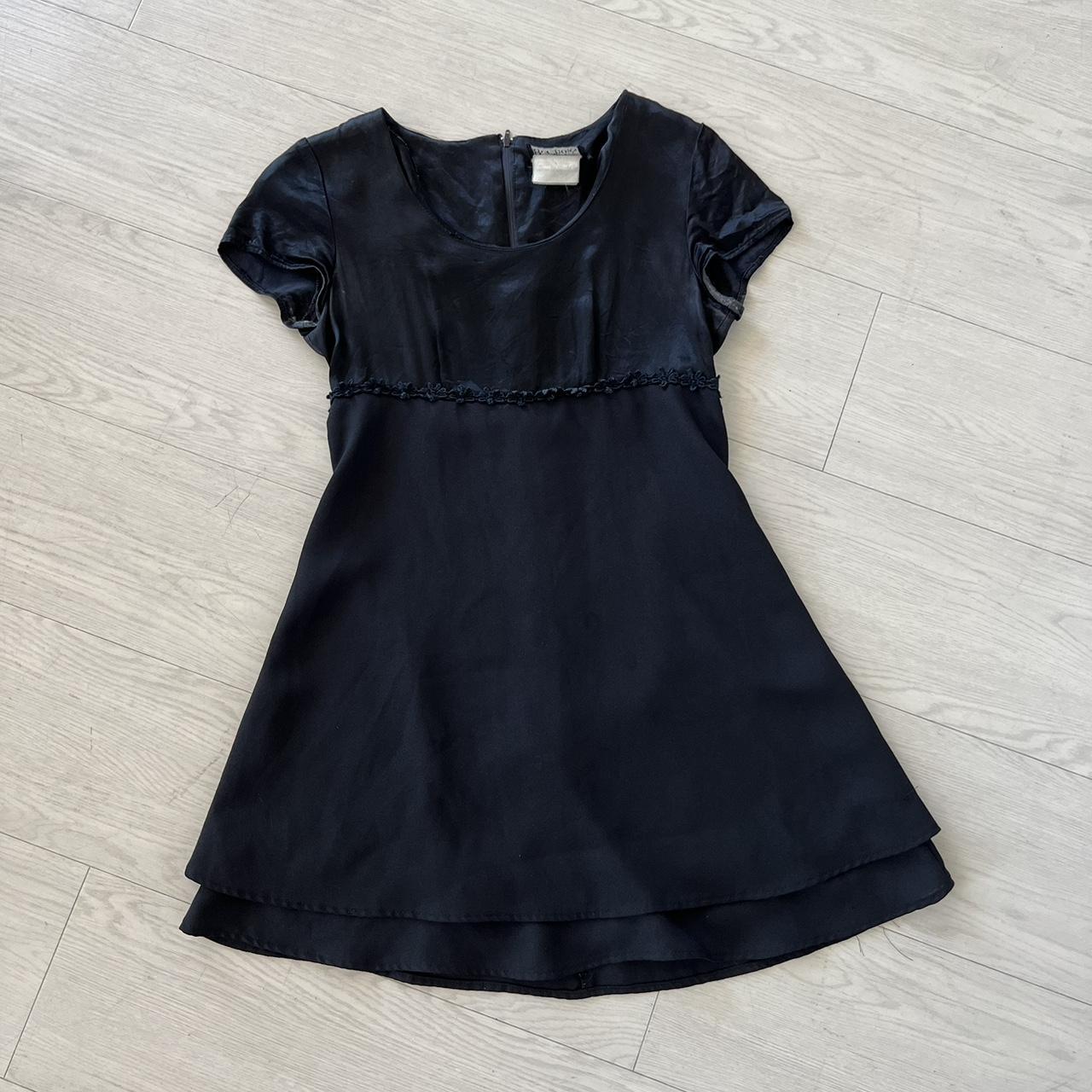 Adorable 90s black babydoll dress. Ties in back are... - Depop