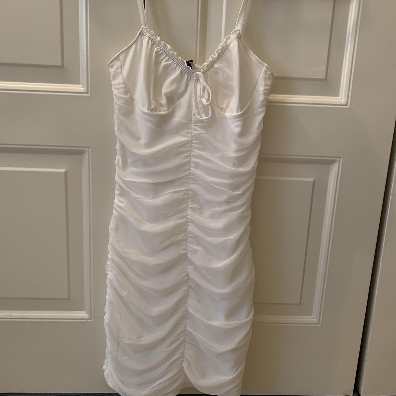 tight fitting h&m white dress ! super cute and only... - Depop