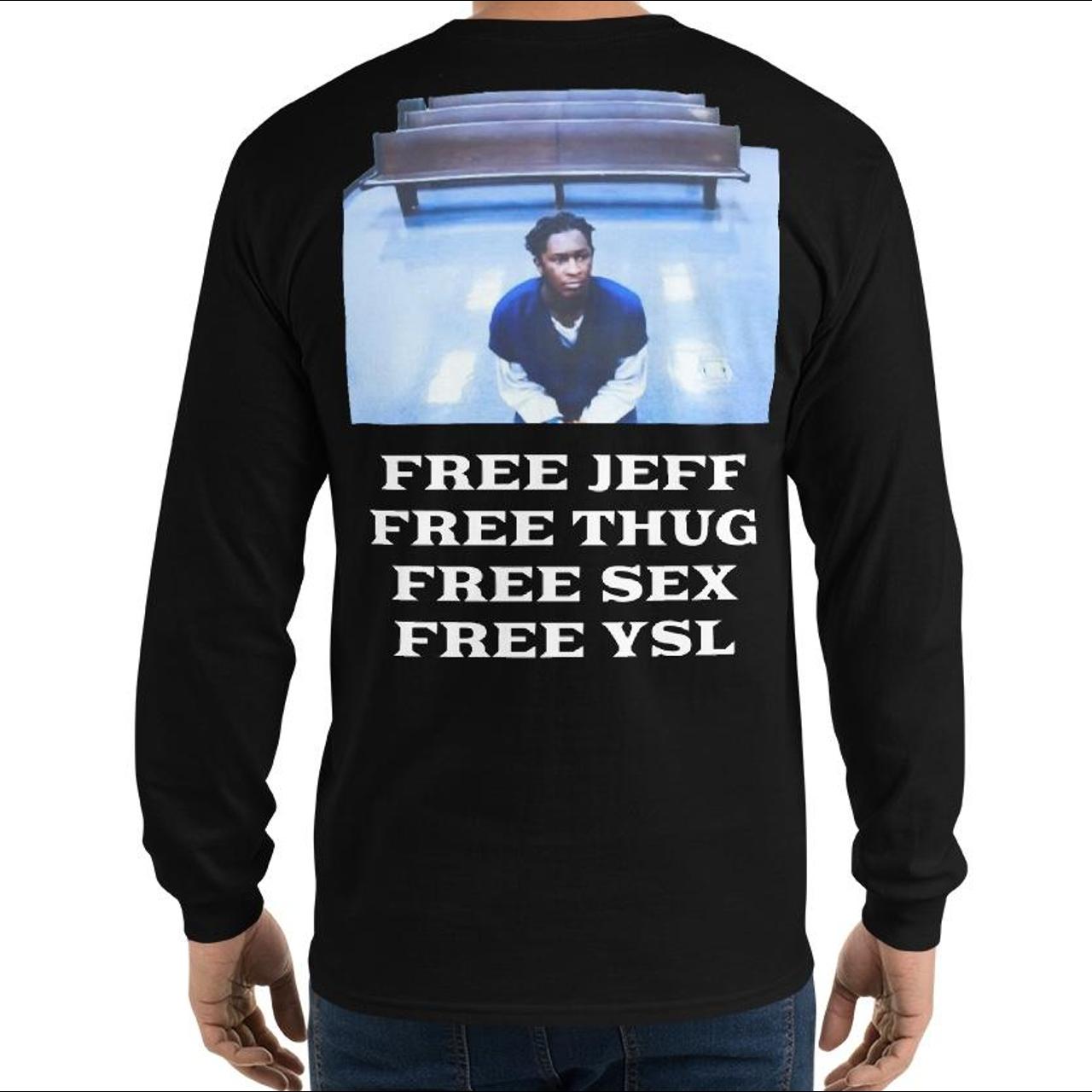 free young thug free ysl rico longsleeve printed on... - Depop