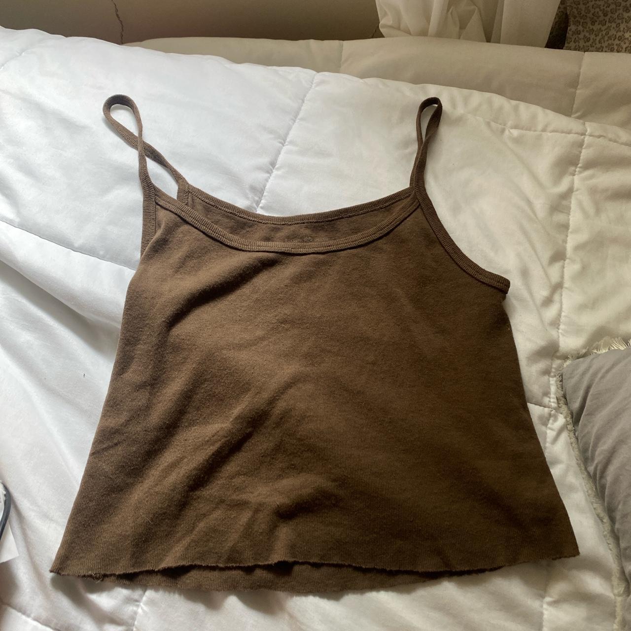 Brandy melville brown basic tank with raw hem Depop