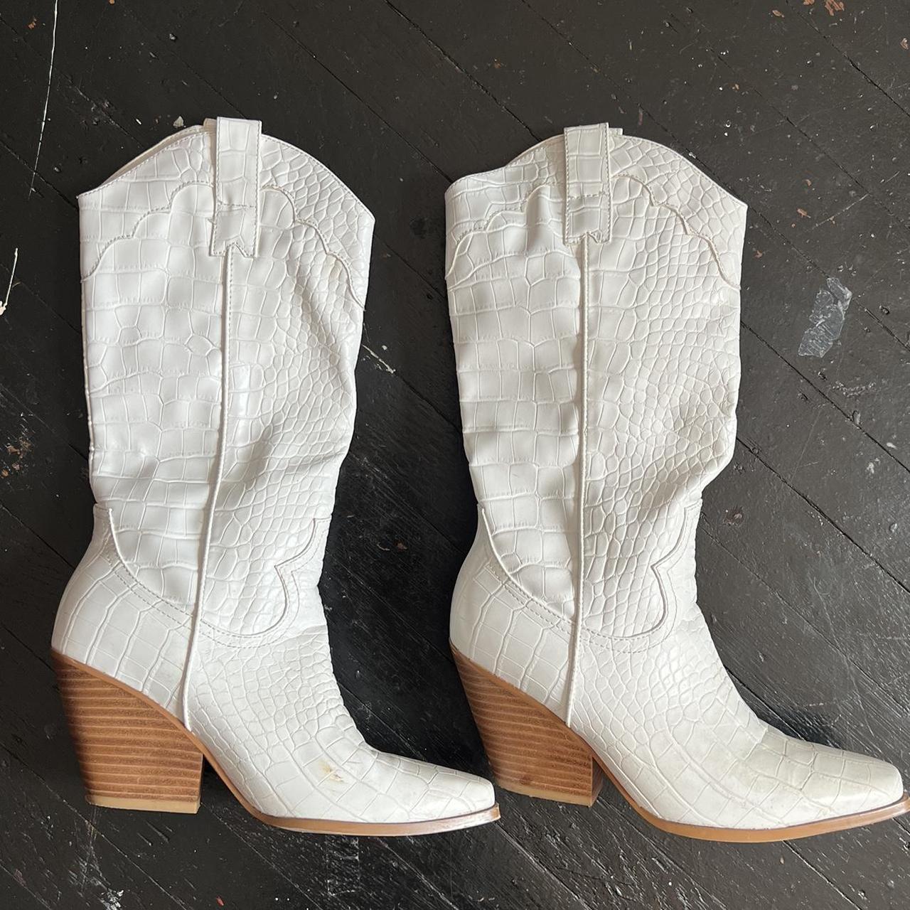 Fashion steve madden white cowboy boots