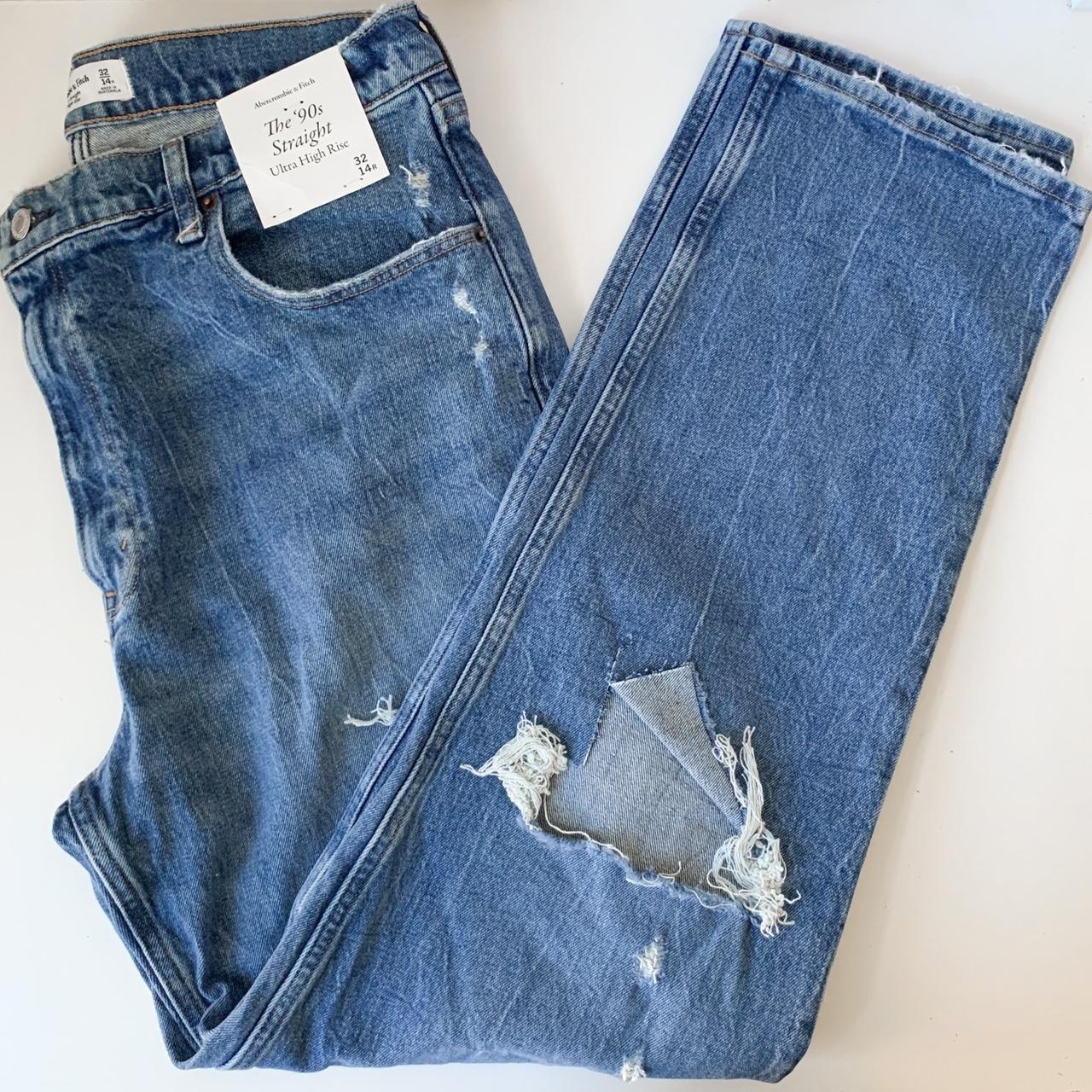 Abercrombie the 90s straight ultra high rise jeans,... - Depop