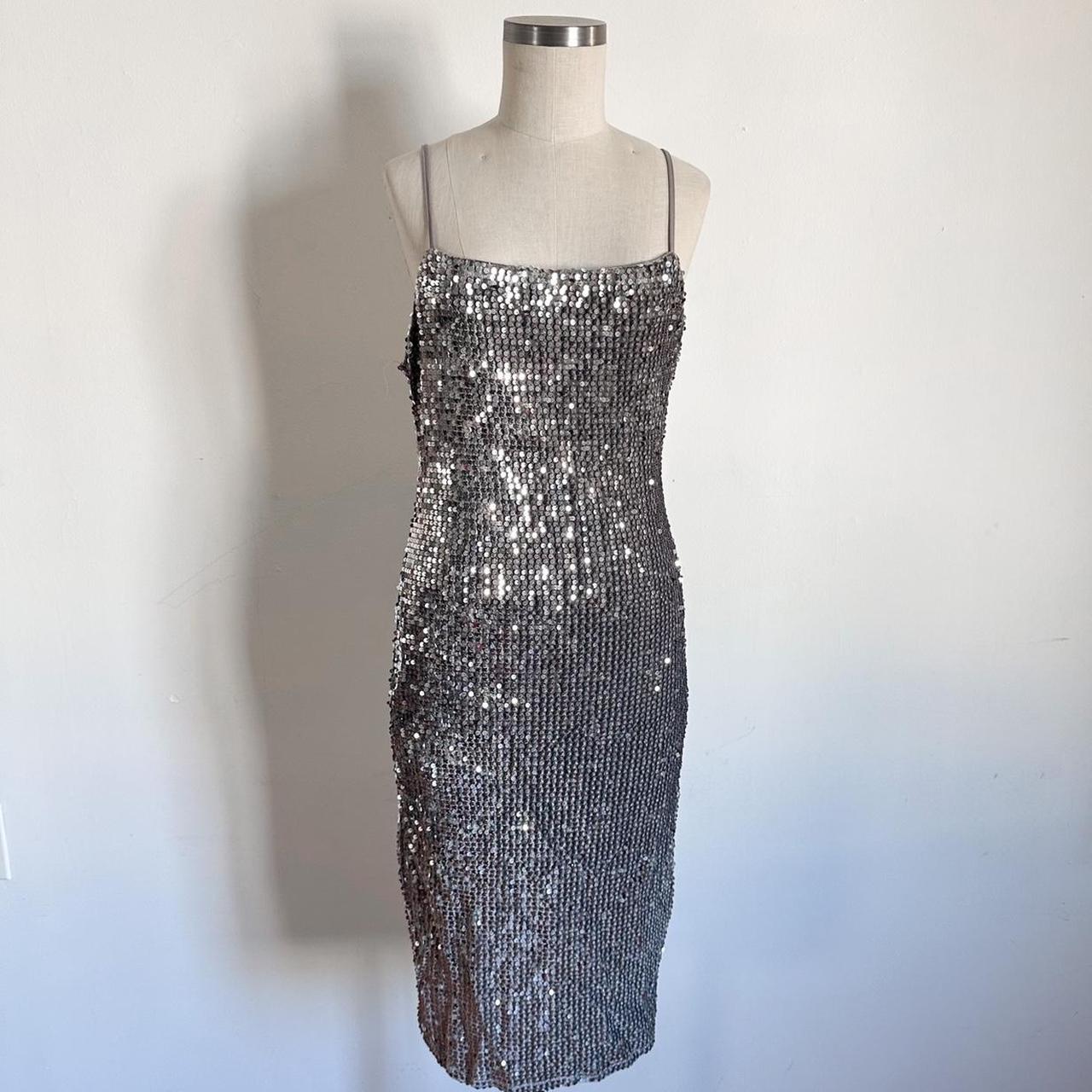 Forever 21 silver sequin dress, NWT — size L - Depop