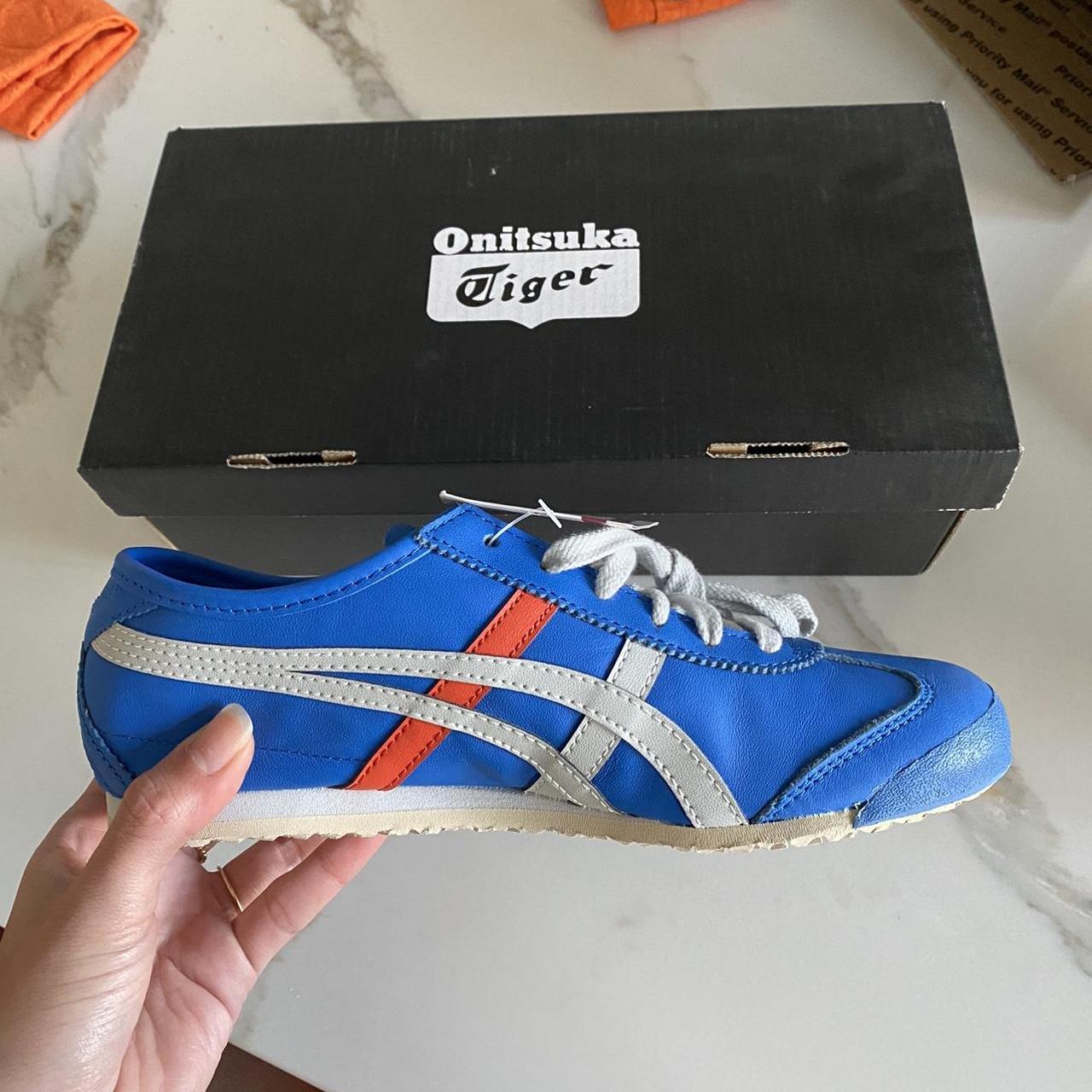 Onitsuka Tiger Men's Blue and White Trainers | Depop