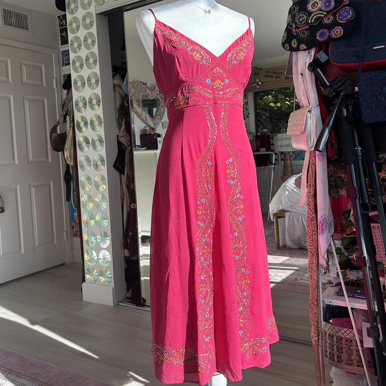 Monsoon Women's Dress Pink/Red L – Monsoon floral and sequin