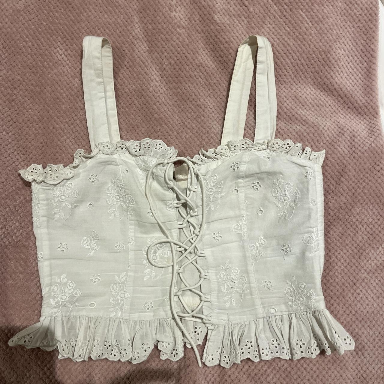 White corset lace up top Gorgeous gorgeous - Depop