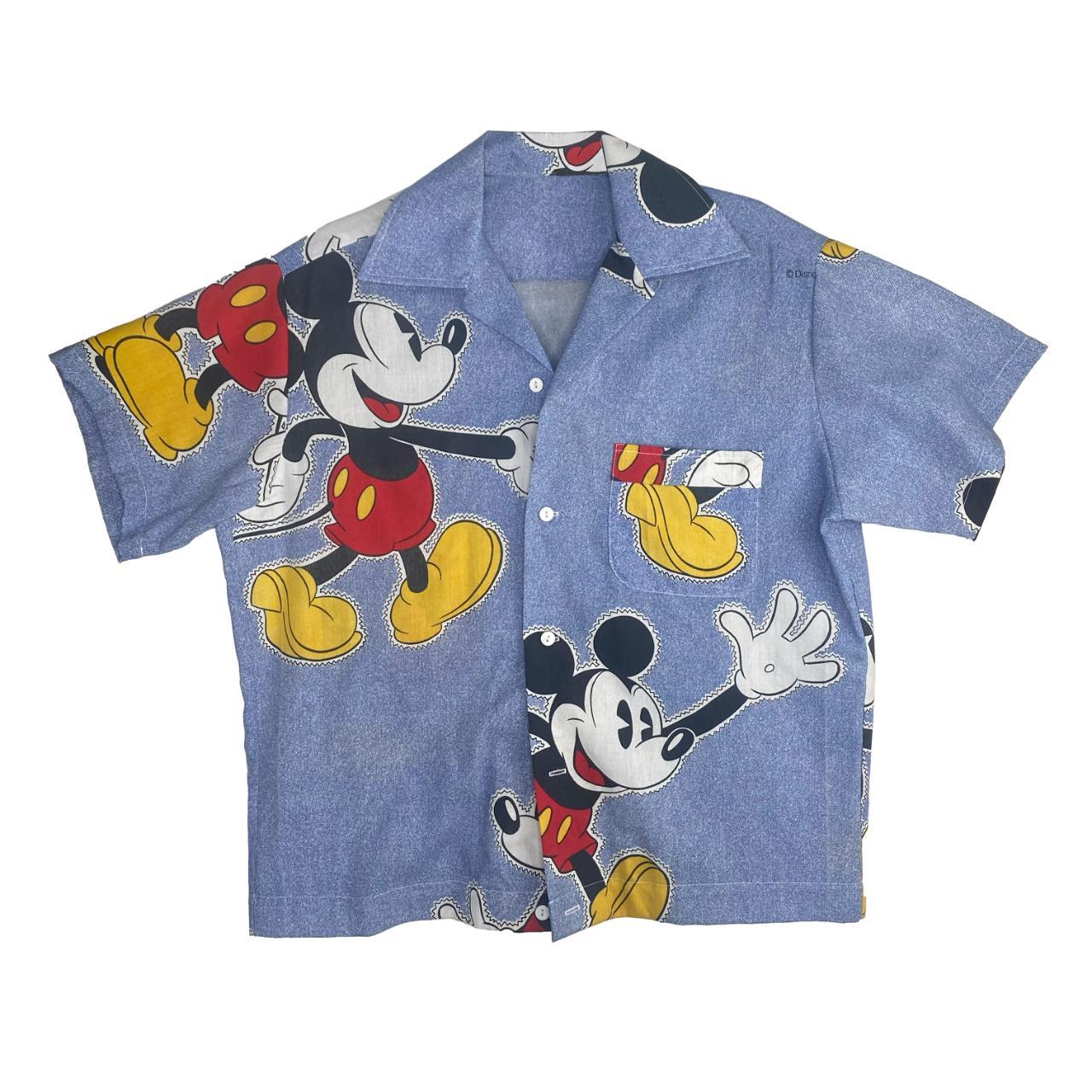 HAND SEWN MICKEY MOUSE BUTTON UP Shirt Short