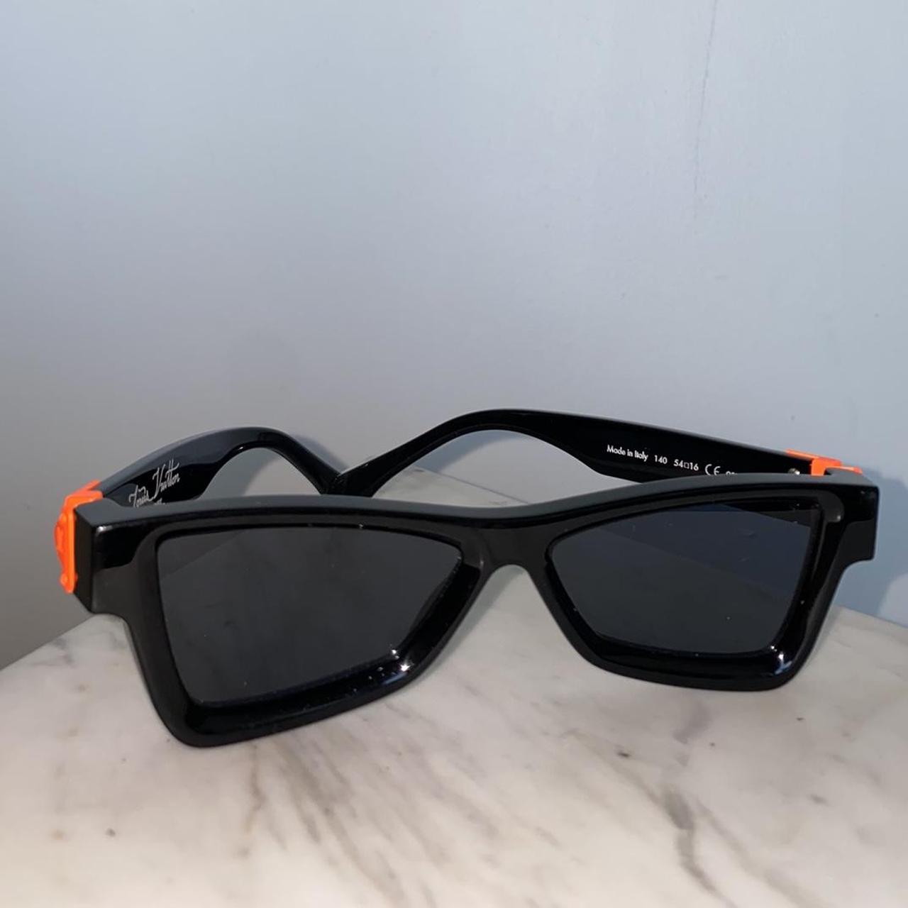 Louis Vuitton Men's Black and Orange Sunglasses Depop