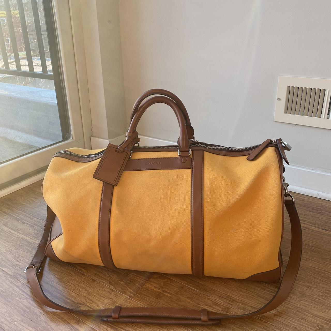 Leather Gym Bag Duffle Bag Yellow Large Leather Luggage 