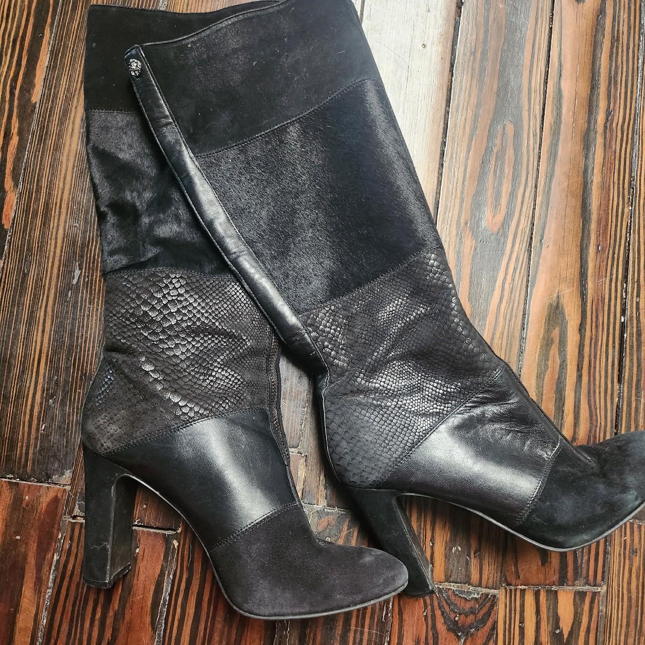 Anne klein clearance black leather boots