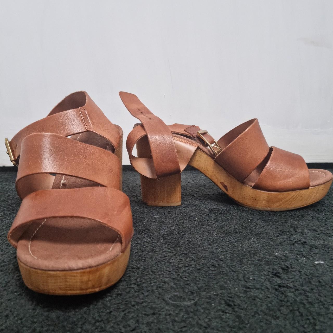 tan wide strap block heels Office size 37 Made in Depop