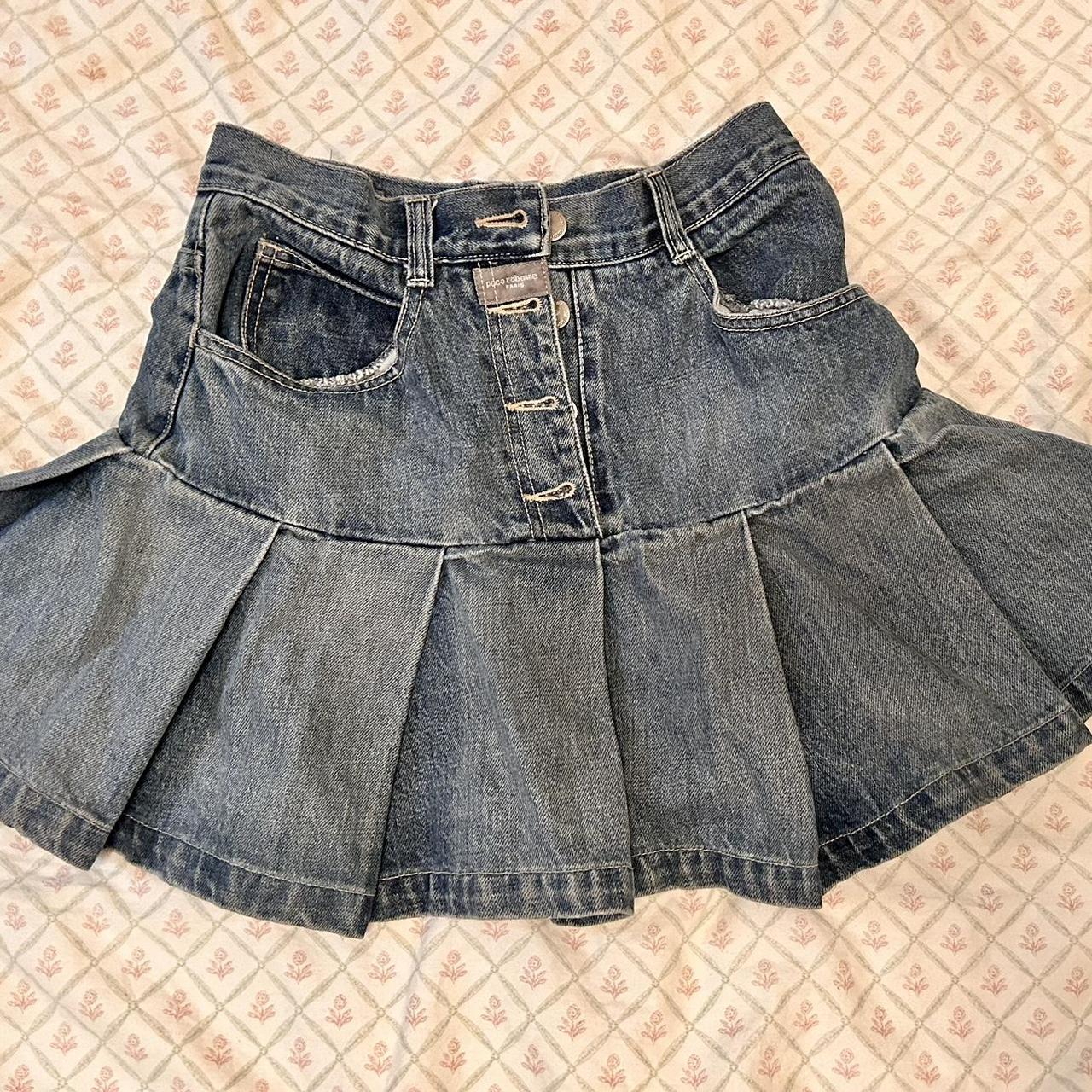 Paco Rabanne Vintage denim pleated skirt. so cute... - Depop