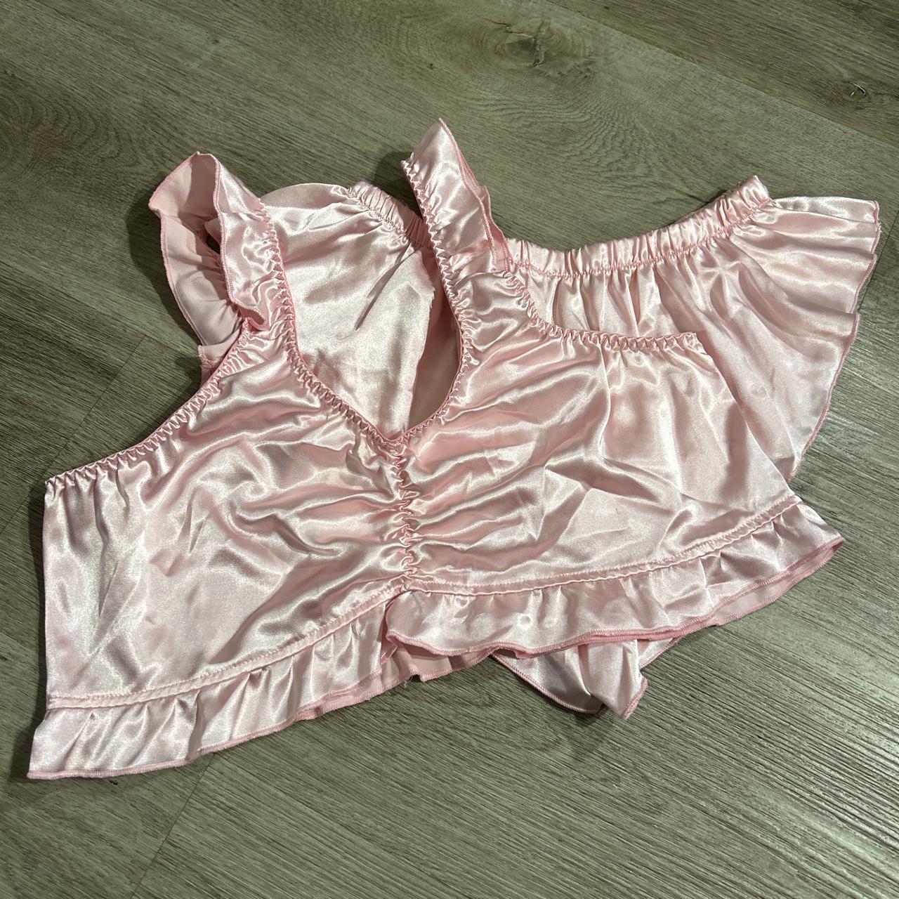 Baby Pink Silk Lingerie Set Sz L Never Worn Depop