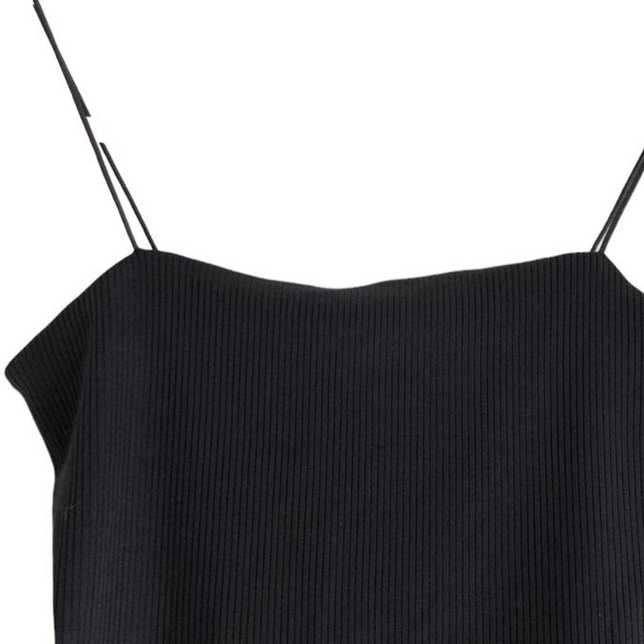 zara bodysuit black ribbed square neck spaghetti... Depop