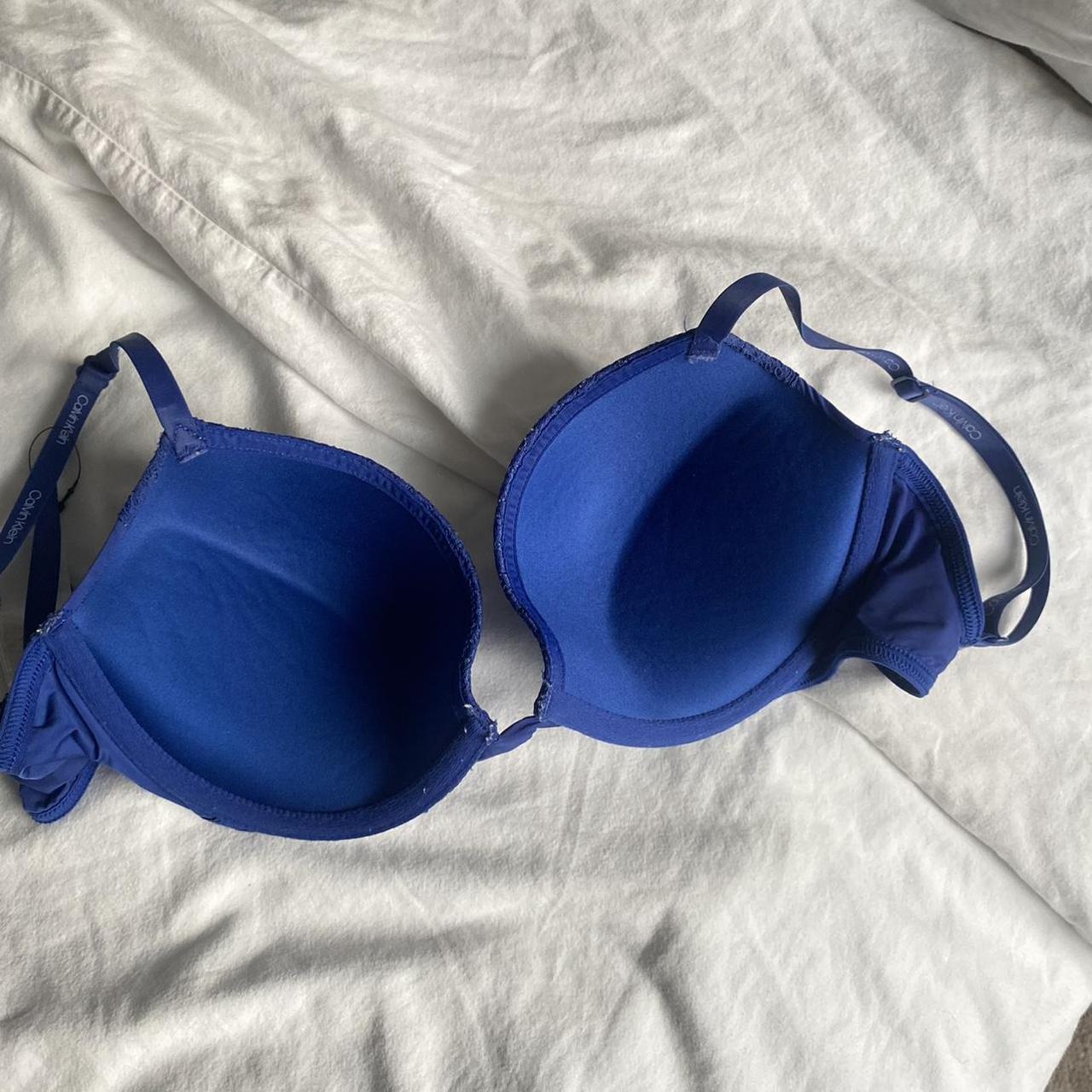 Calvin Klein blue bra size 30DD beautiful lace... - Depop