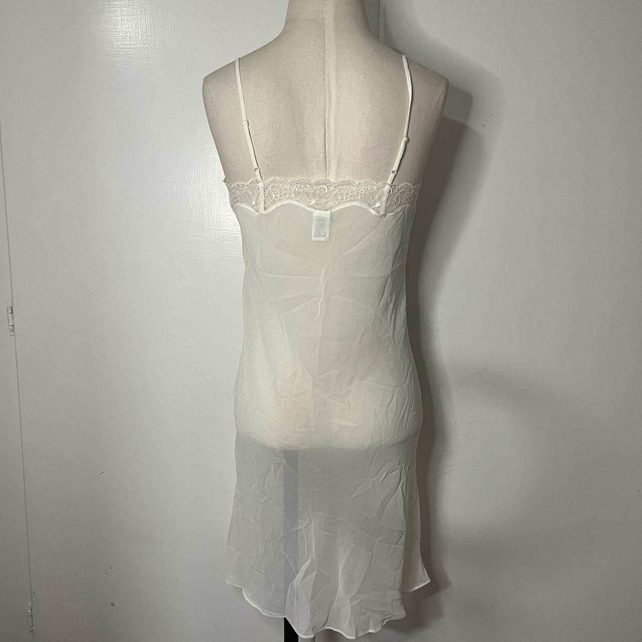 Vintage 90s Vanity Fair White Mesh Slip Dress with