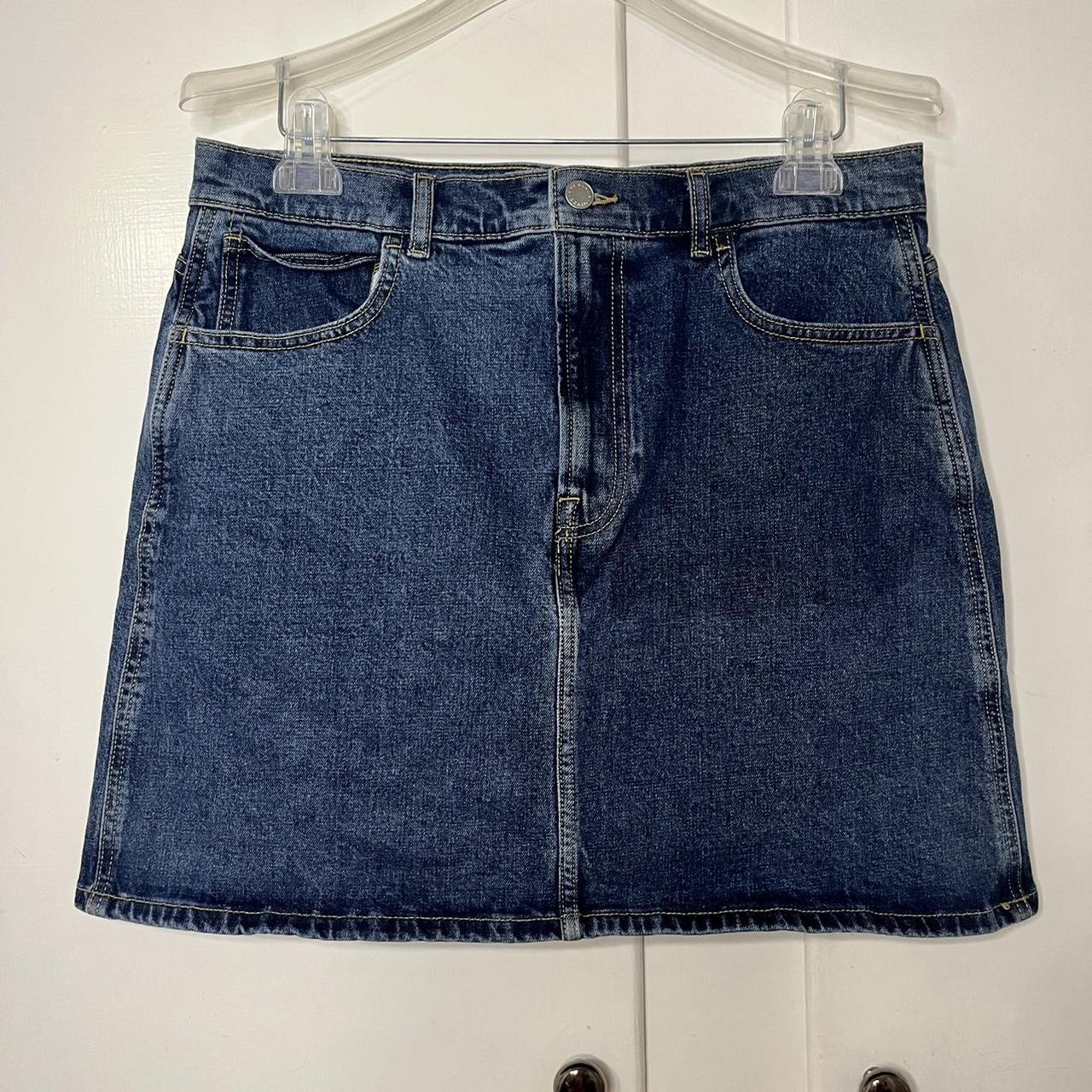 Everlane Way High Denim Mini Skirt Size 31 Depop