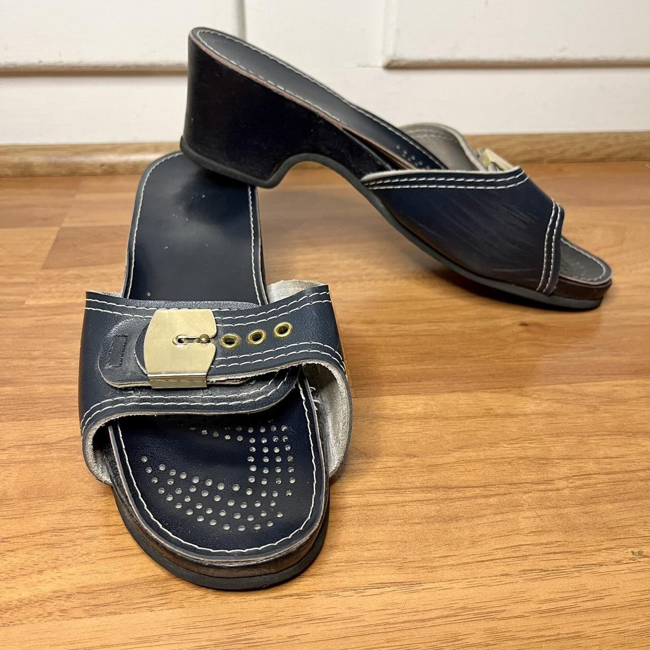 Vintage Navy Leather Dr. Scholl Exercise Sandal Size. Depop