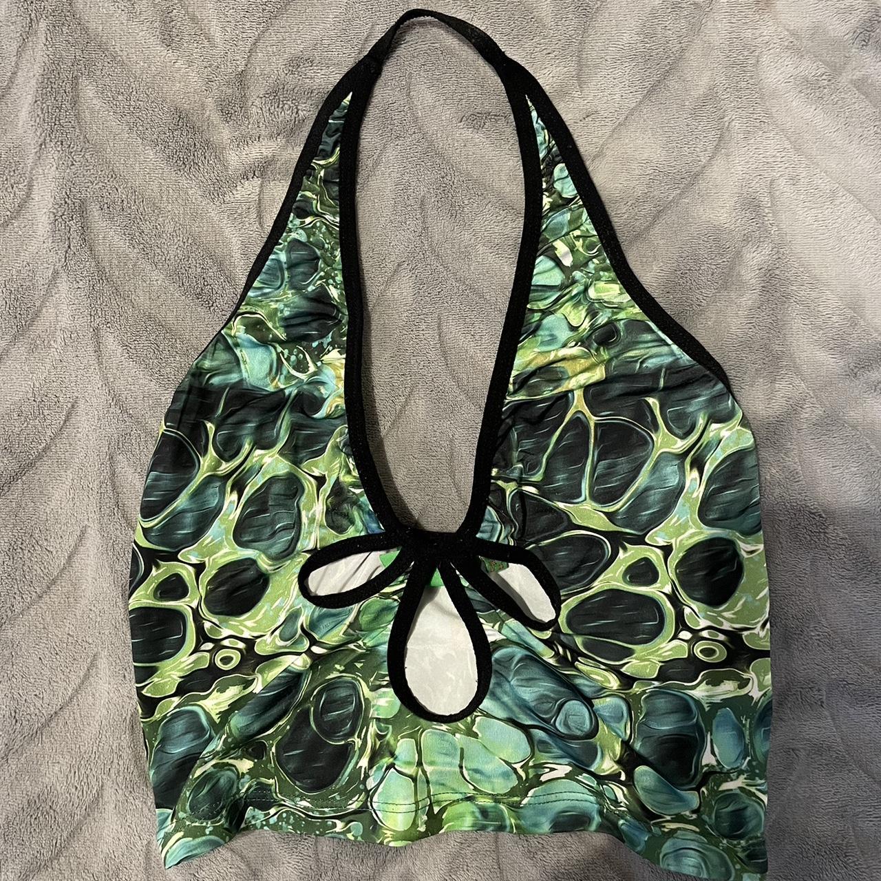 Jaded London Women's Green Crop-top | Depop