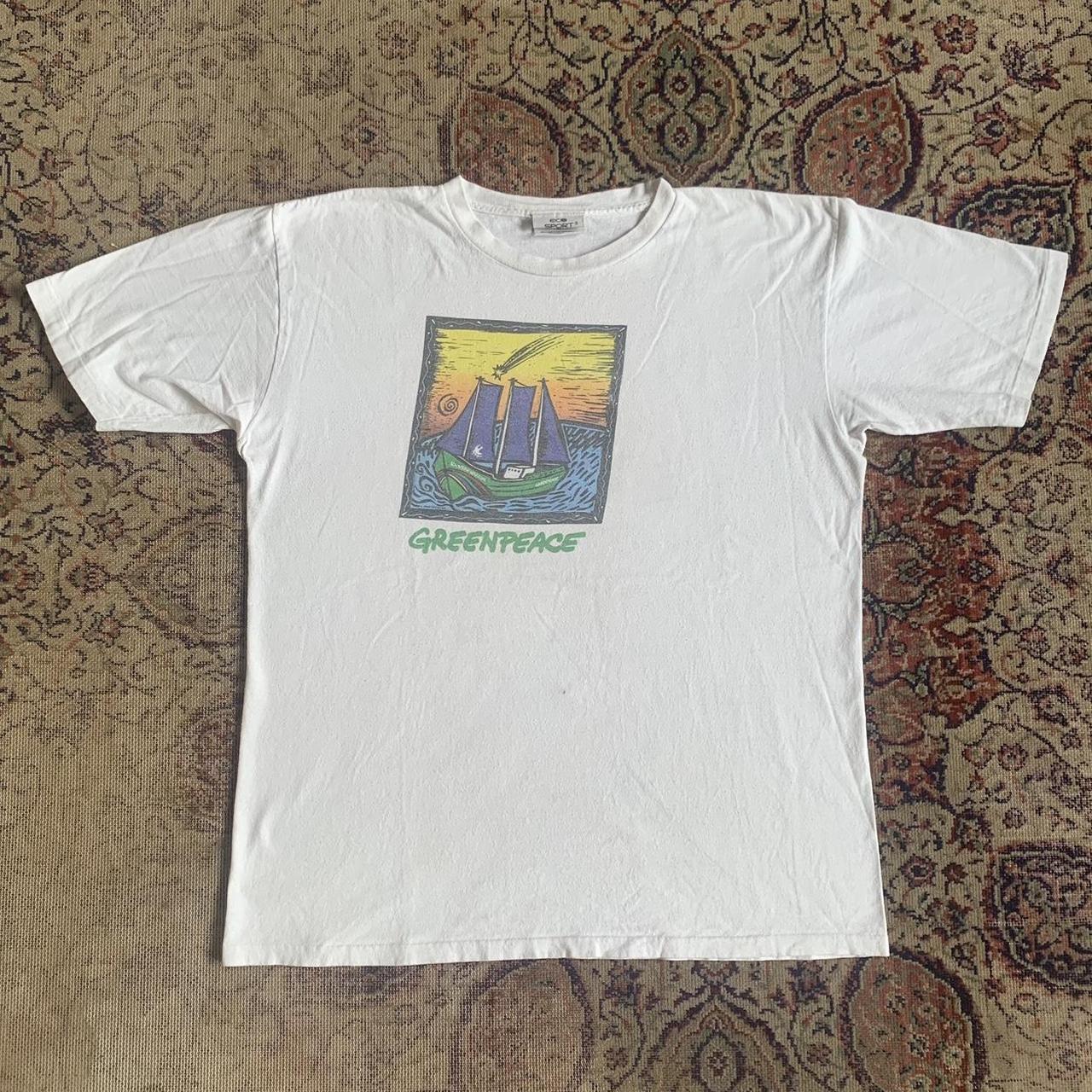 -Vintage 90s greenpeace nature graphic logo tee....