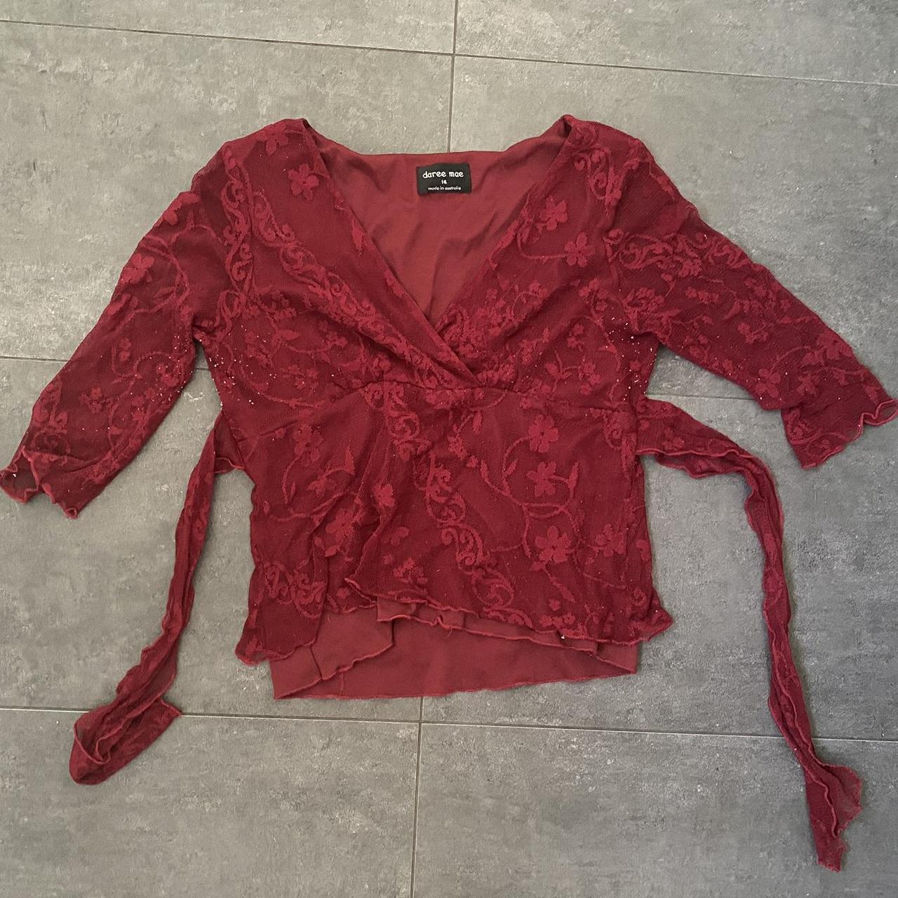 Daree Mae GORGEOUS red lace top Sleeves go slightly... - Depop