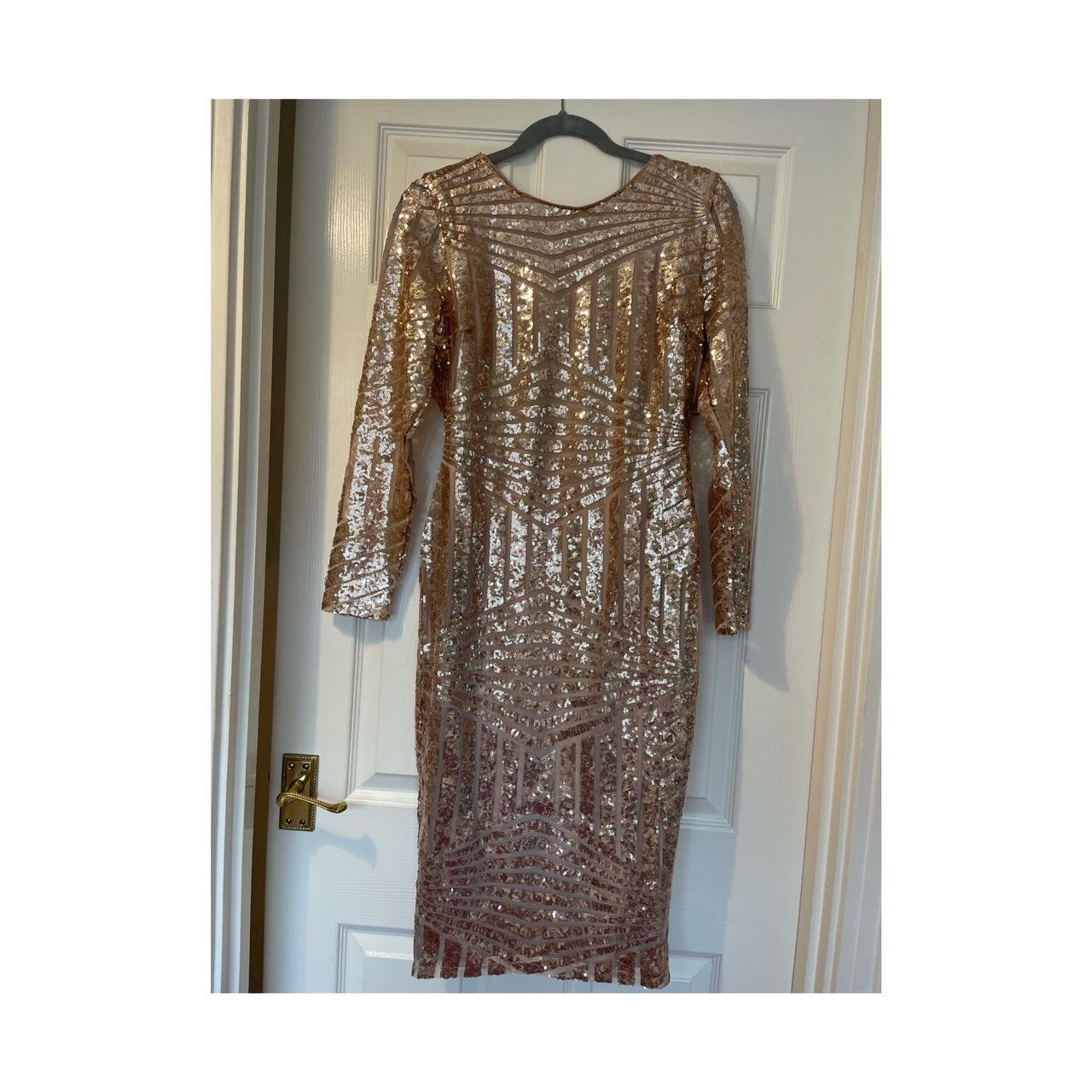 Boohoo rose gold sparkly midi dress brand new with... - Depop