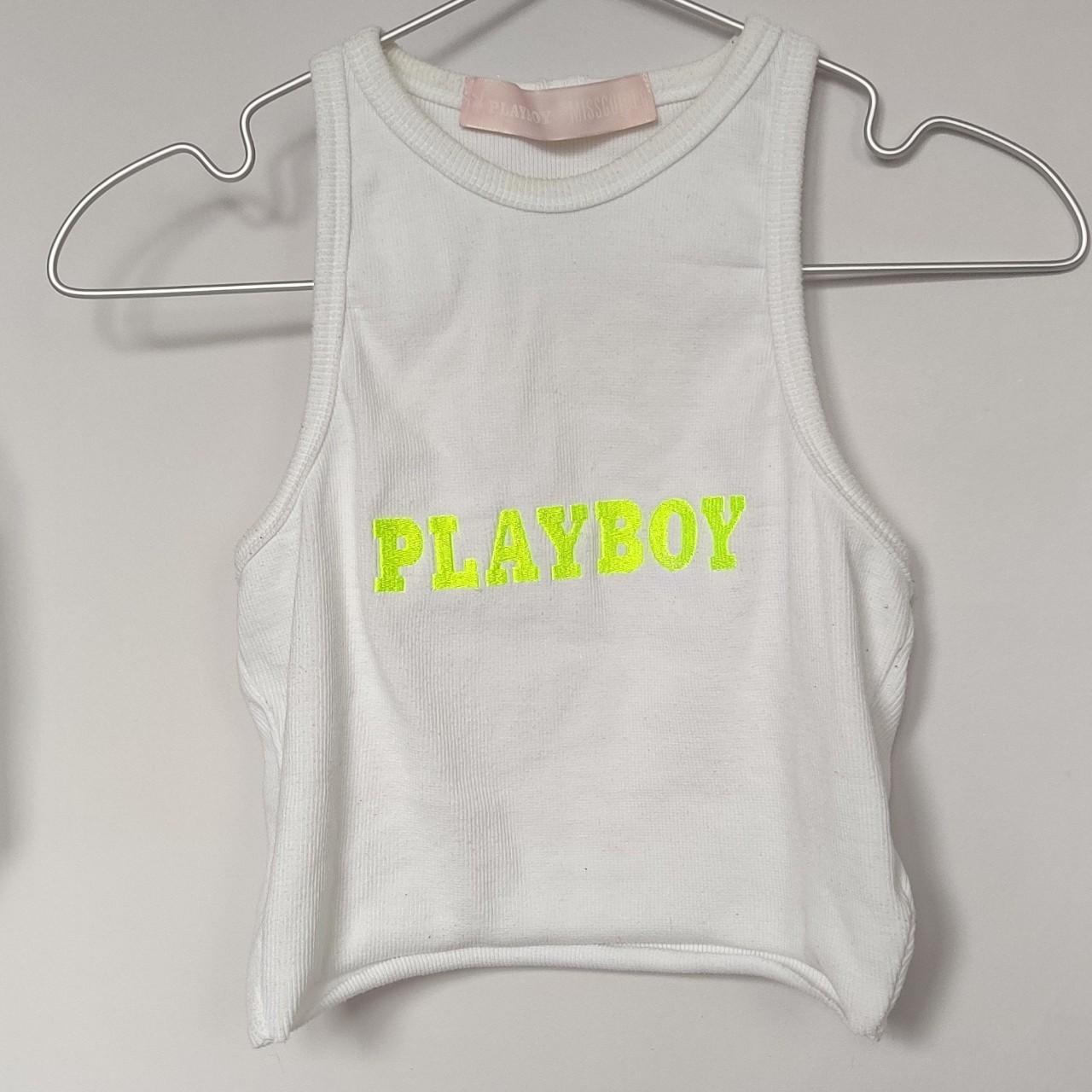 Missguided Women's White and Yellow Croptop Depop