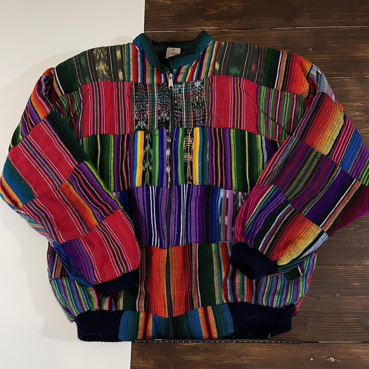Vintage Mexican Blanket Patchwork Bomber Jacket No... Depop