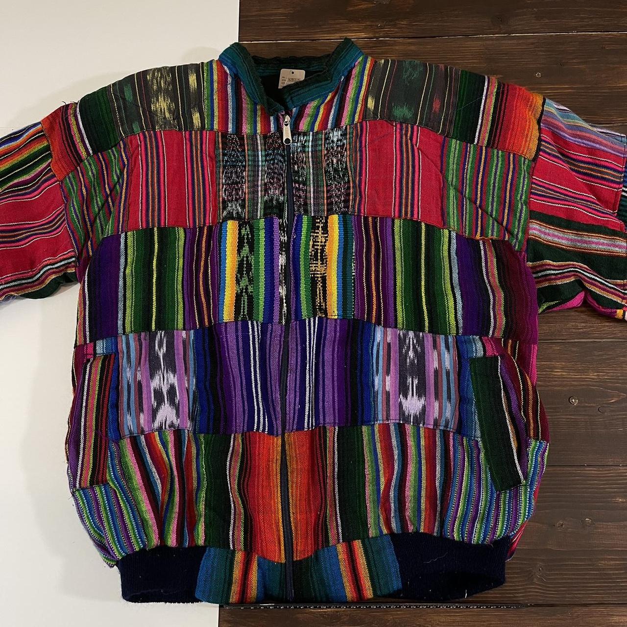 Vintage Mexican Blanket Patchwork Bomber Jacket No... Depop
