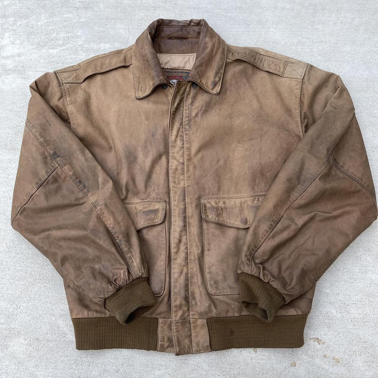 Vintage Leather Bomber Jacket Tagged Medium Some... - Depop