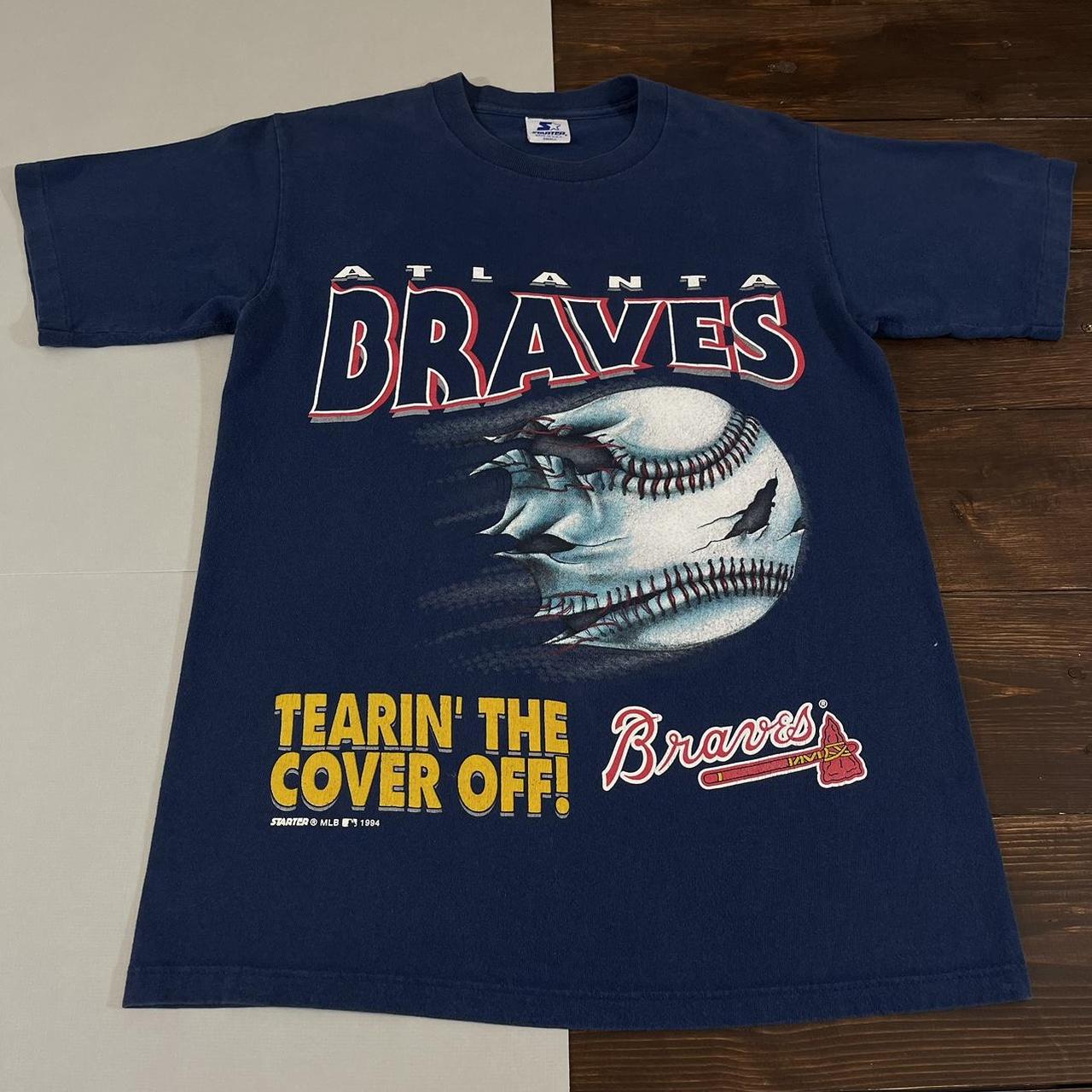 Vintage 90s Atlanta Braves Baseball T-Shirt Tagged... - Depop