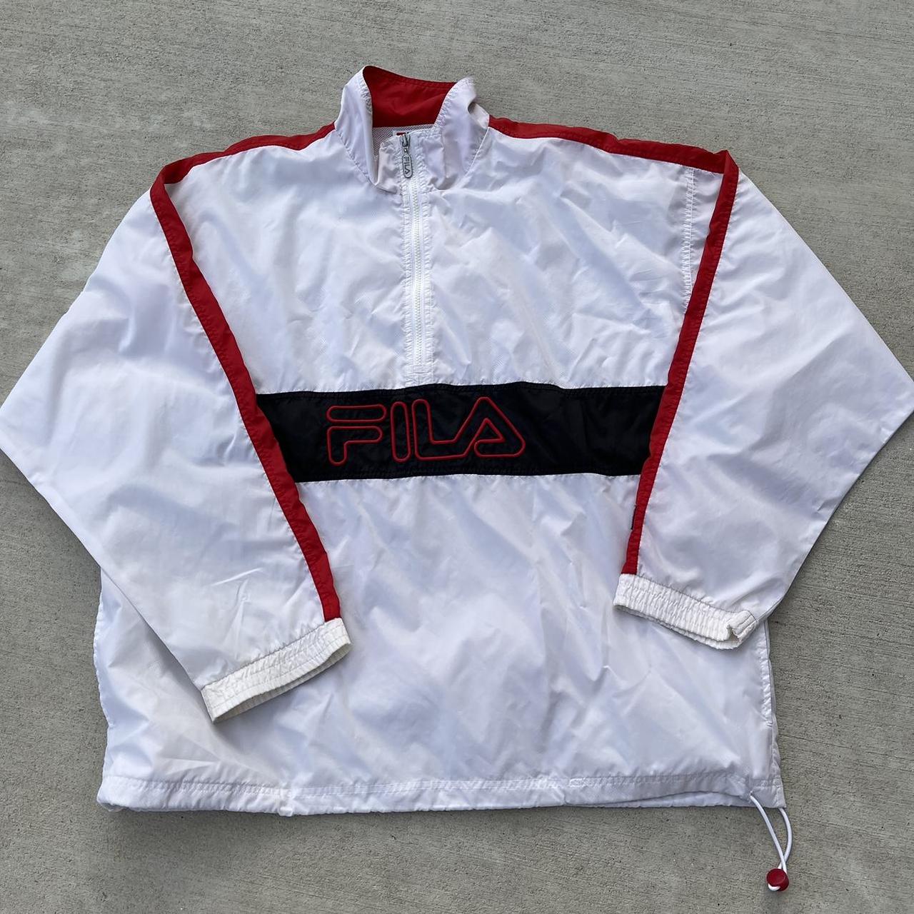 Fila Men's White and Red Jacket | Depop