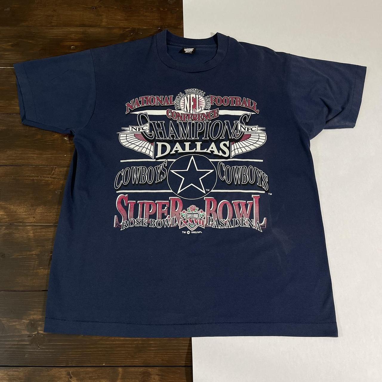 Vintage Dallas Cowboys T Shirt 1992 Logo 7 Mens XL Blue 1990s NFL