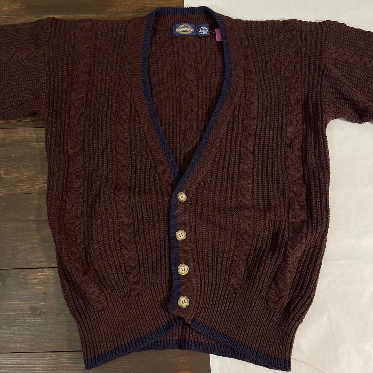 Vintage Knit Cardigan Tagged Large Measurements... - Depop