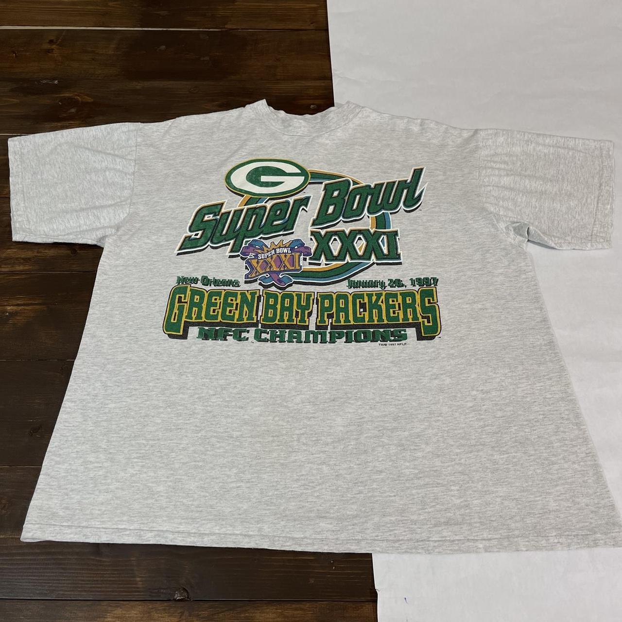 Vintage 1997 Green Bay Packers Super Bowl Champions Faded Gray 