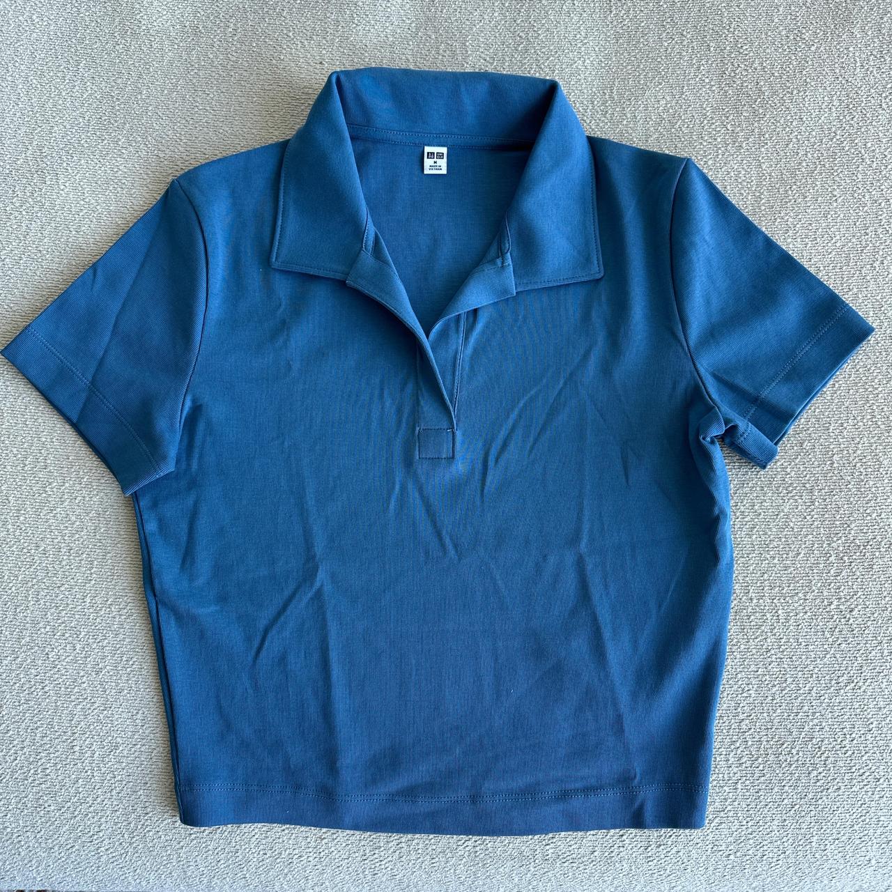 最前線の cropped Blue collared Depop | Never Uniqlo. from t-shirt シャツ/ブラウス(長袖/七分)