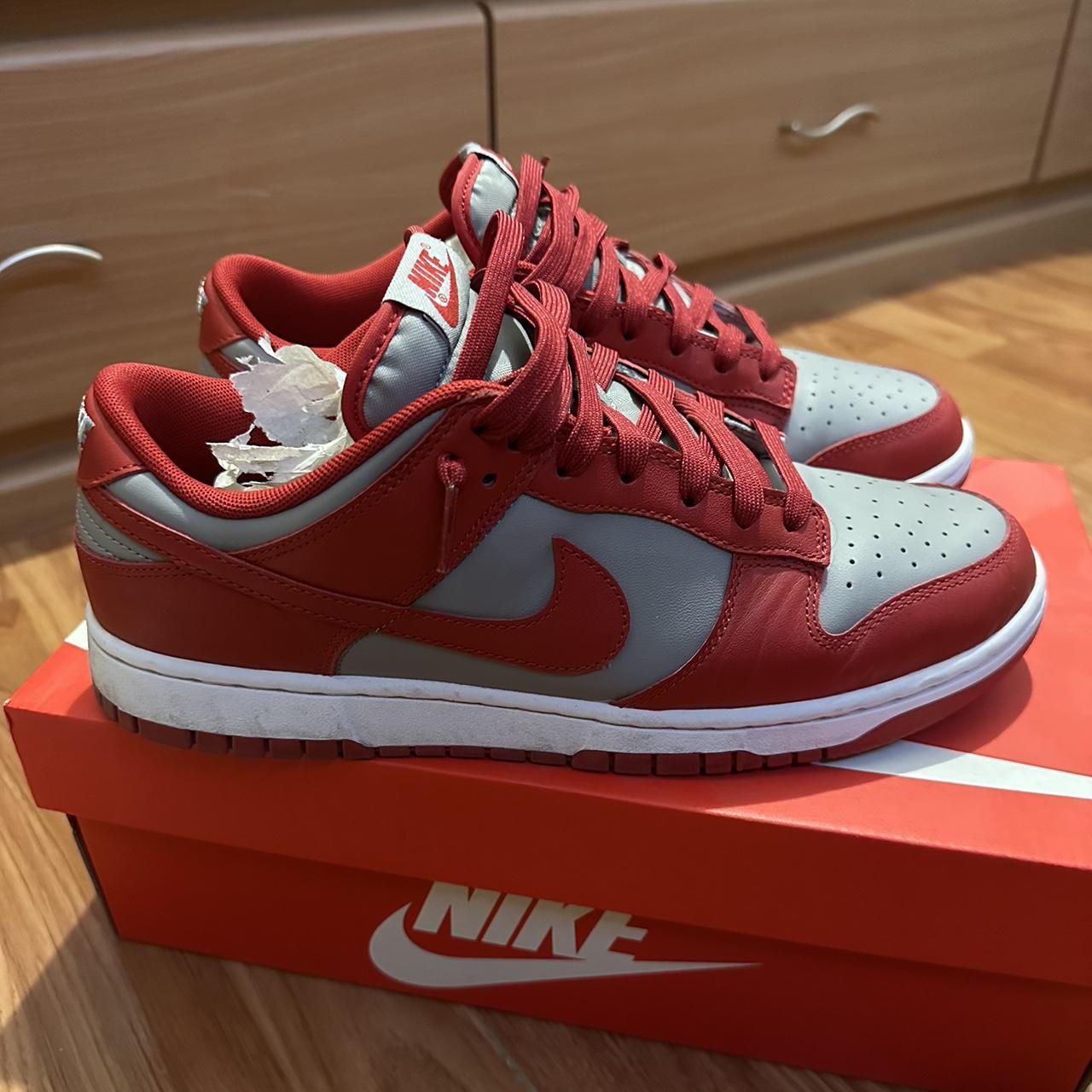 Nike Dunk Low Retro Medium Grey Varsity Red... - Depop