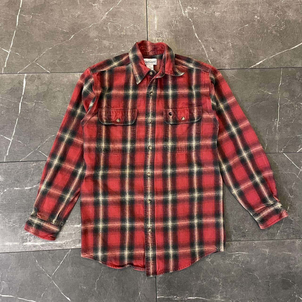 Carhartt button up plaid flannel shirt - Depop