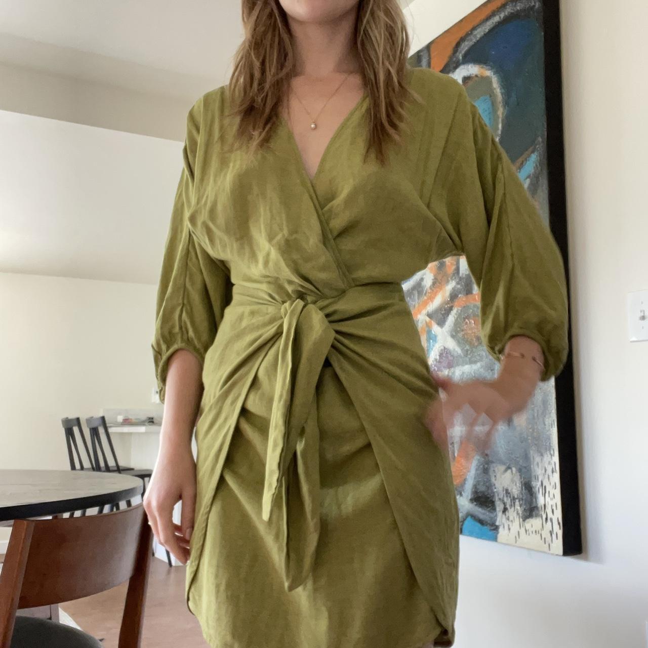 Anthropologie Women's Green Dress | Depop