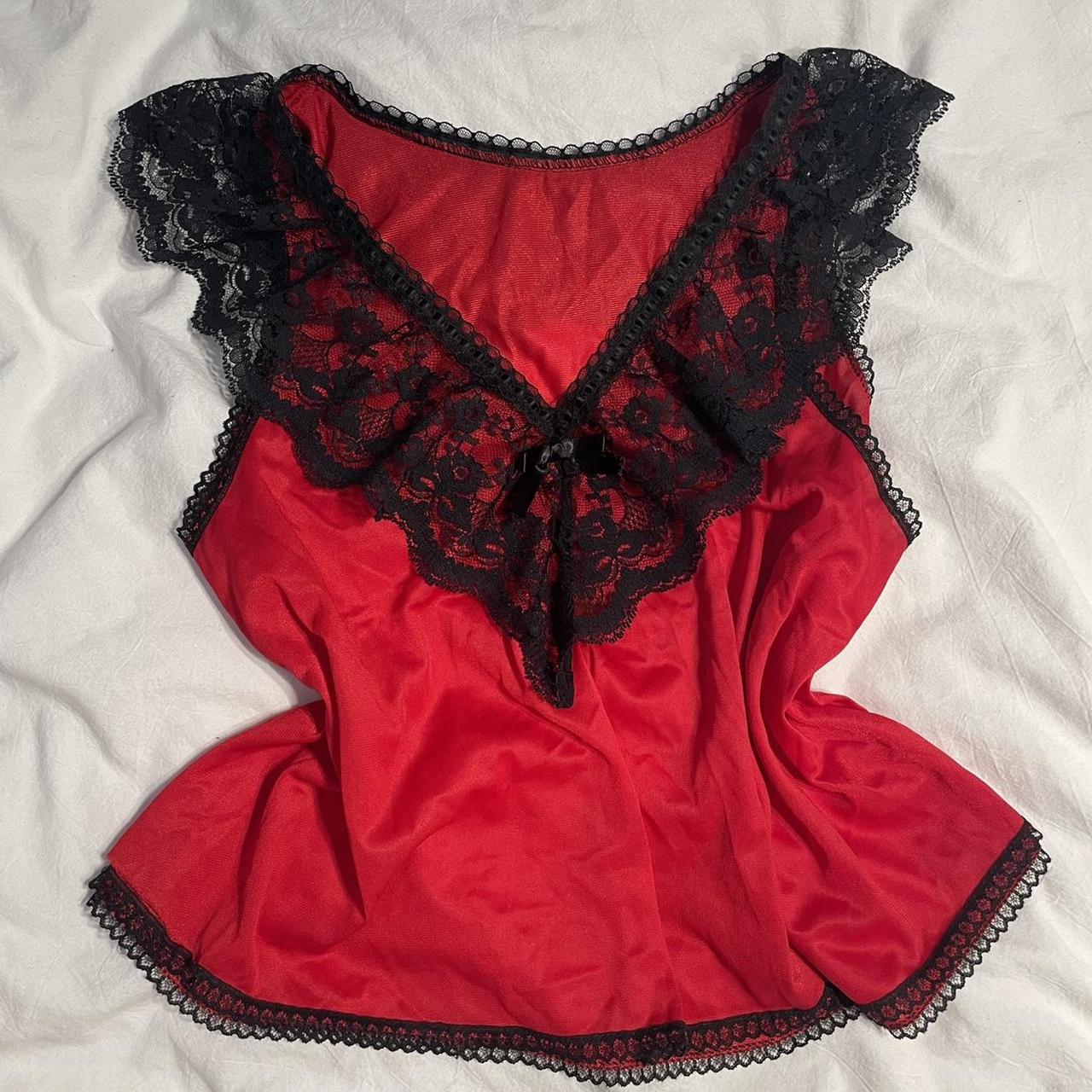 Women's Red and Black Blouse | Depop