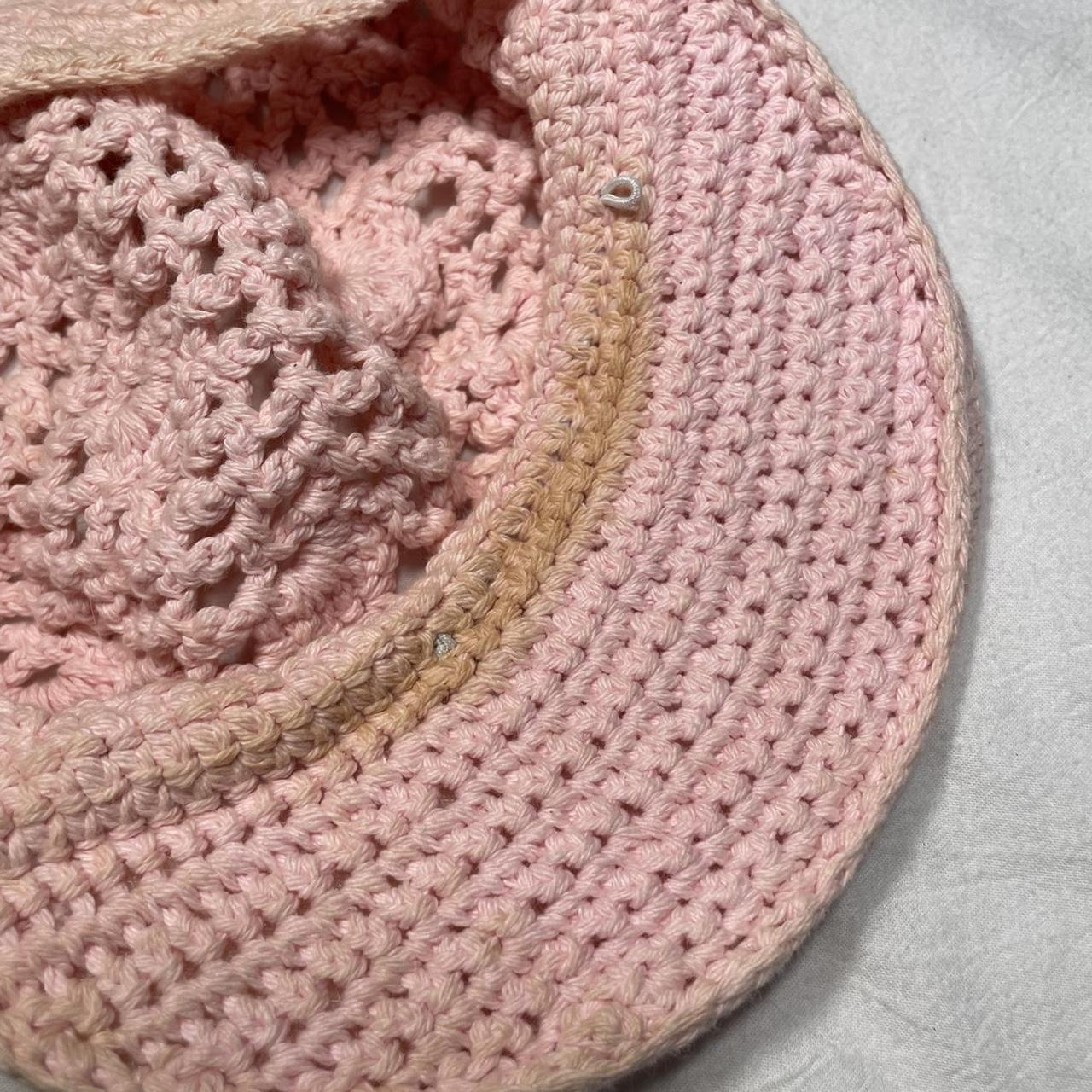 y2k crochet hat pink coquette cottage core y2k boho... Depop