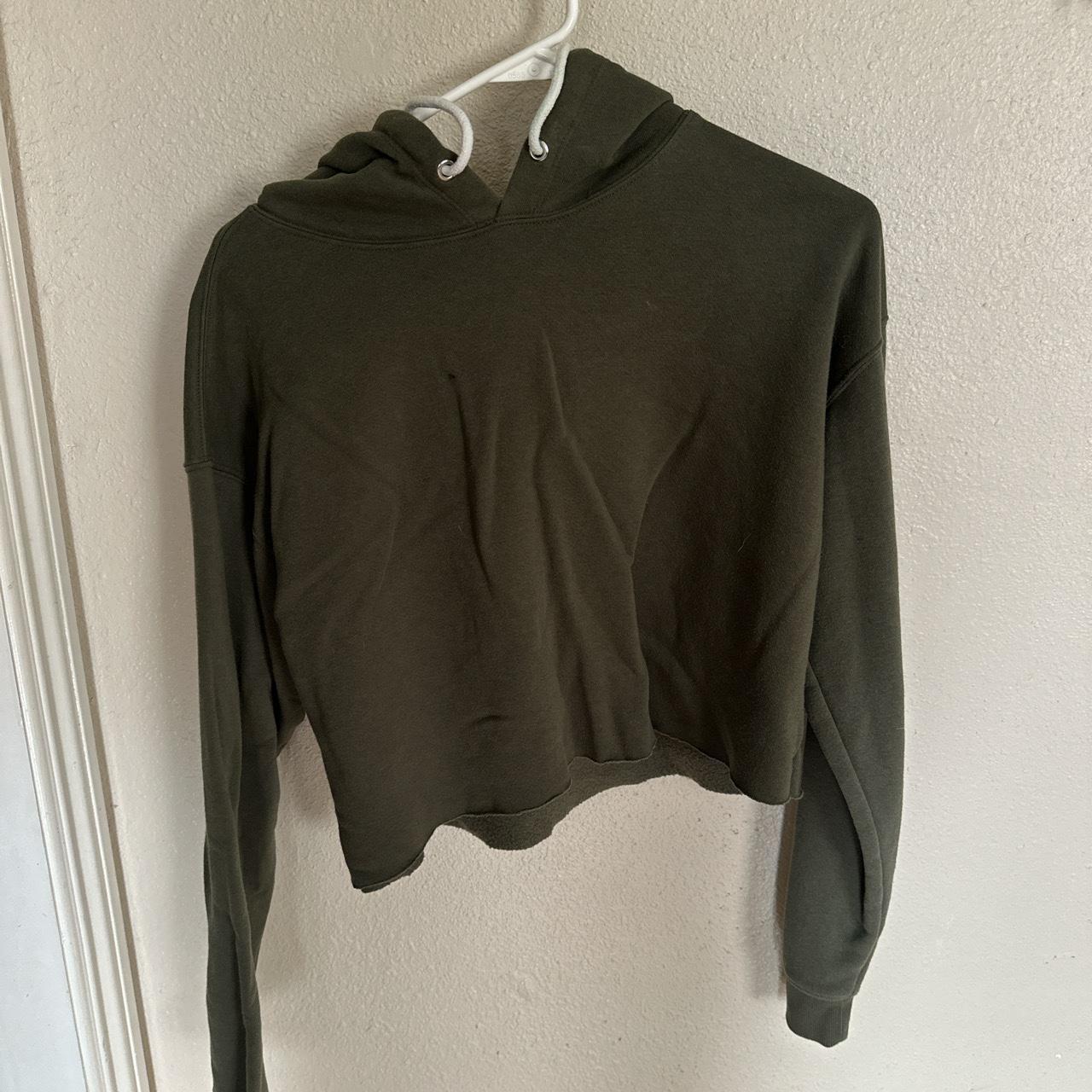 Green cropped hoodie 💚 Size medium Oversized Worn... - Depop
