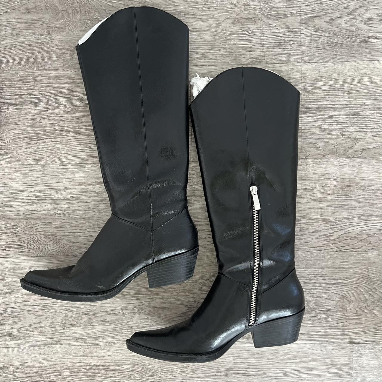 ZARA BLACK SIMPLE COWBOY STYLE BOOTS WORN... - Depop