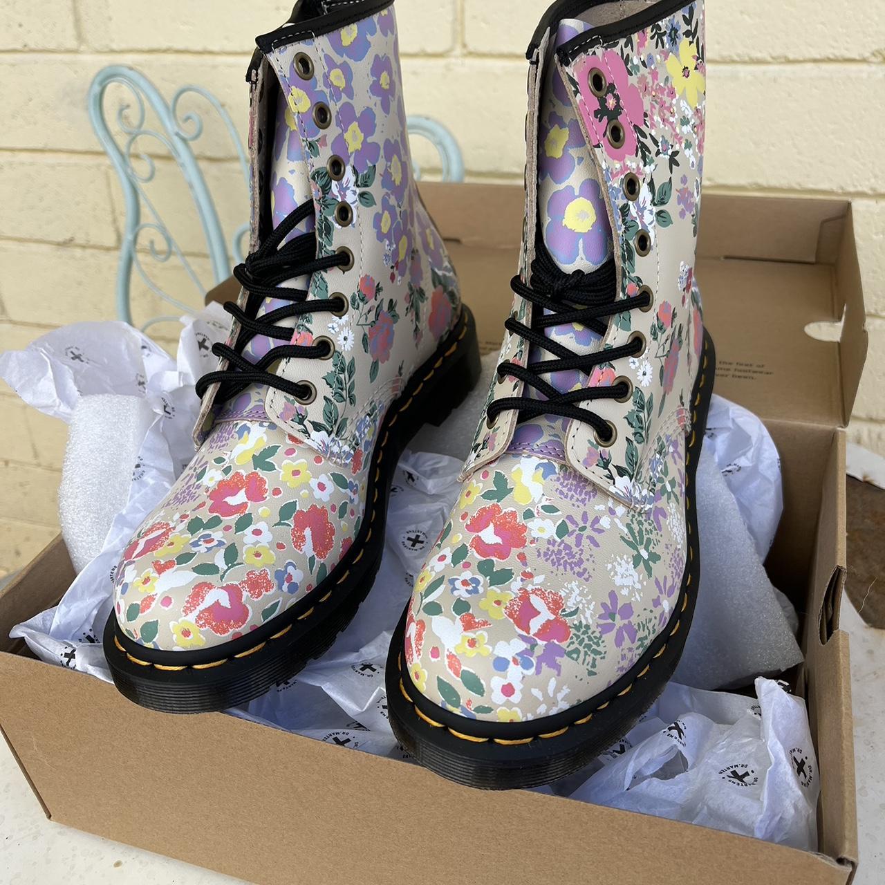 Dr Martens 1460 boots. Floral Mashup Parchment... - Depop